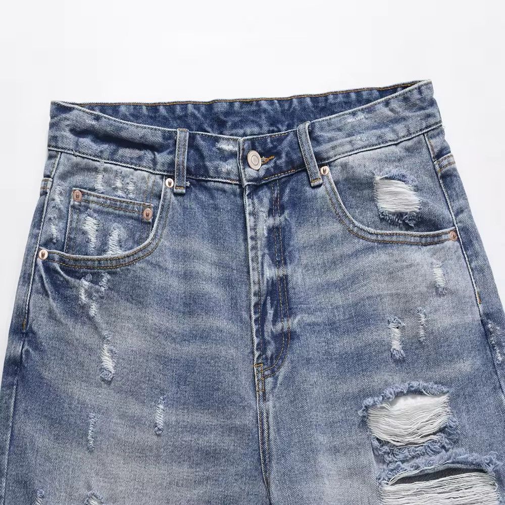 Japanese Brand × Vintage Frayed Ripped Hole Retro Vintage Jorts y2k Size US 36 / EU 52 - 3 Thumbnail