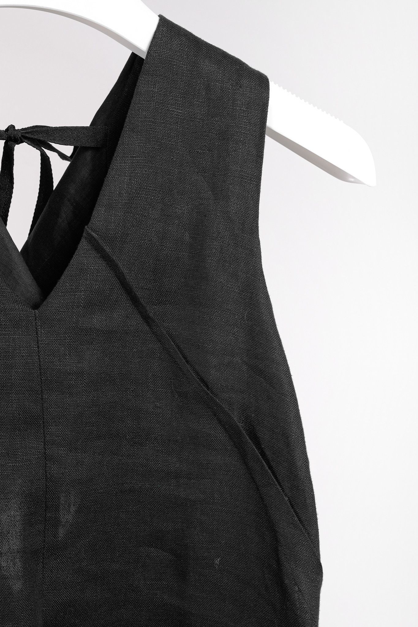 Other Denis Gagnon Ruffle Back Sleeveless Black Linen Dress Size S / US 4 / IT 40 - 5 Thumbnail