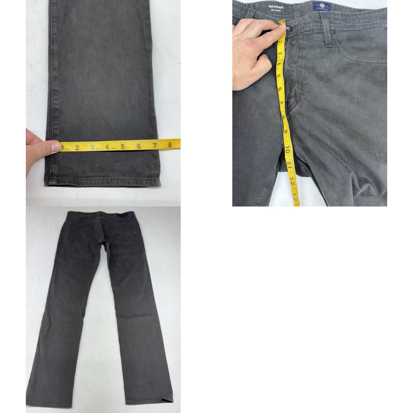 Vintage AG Adriano Goldschmied The Everett Slim Straight Chino Pants Gray Mens 34x34 Slim Flat Front 5-Pocket Logo Cotton Size US 34 / EU 50 - 8 Thumbnail