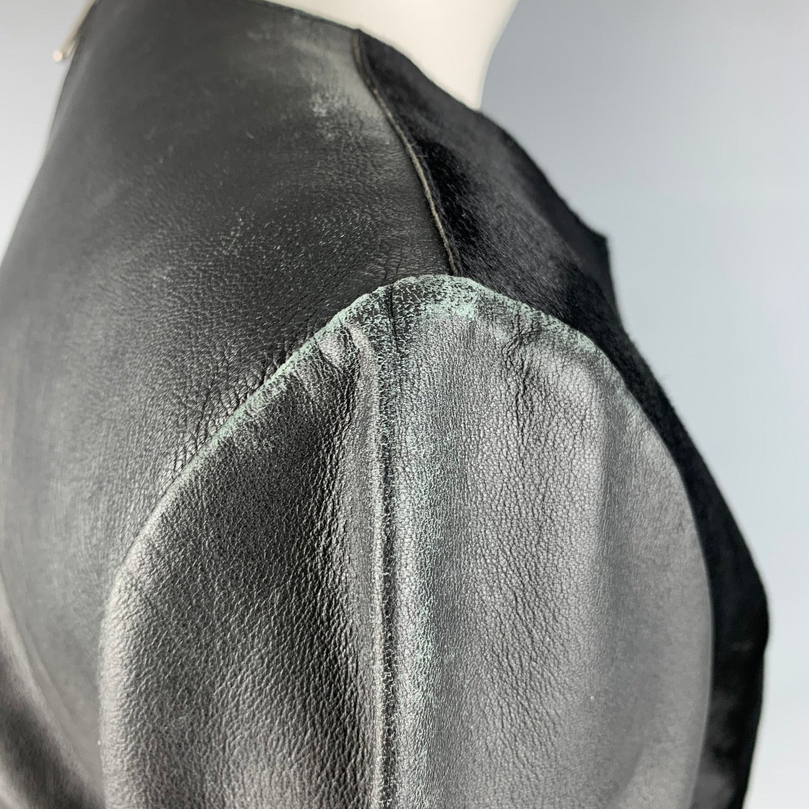 Other IRIS and INK Black Leather Calf Hair 3/4 Sleeves Casual Top Size M / US 6-8 / IT 42-44 - 6 Thumbnail