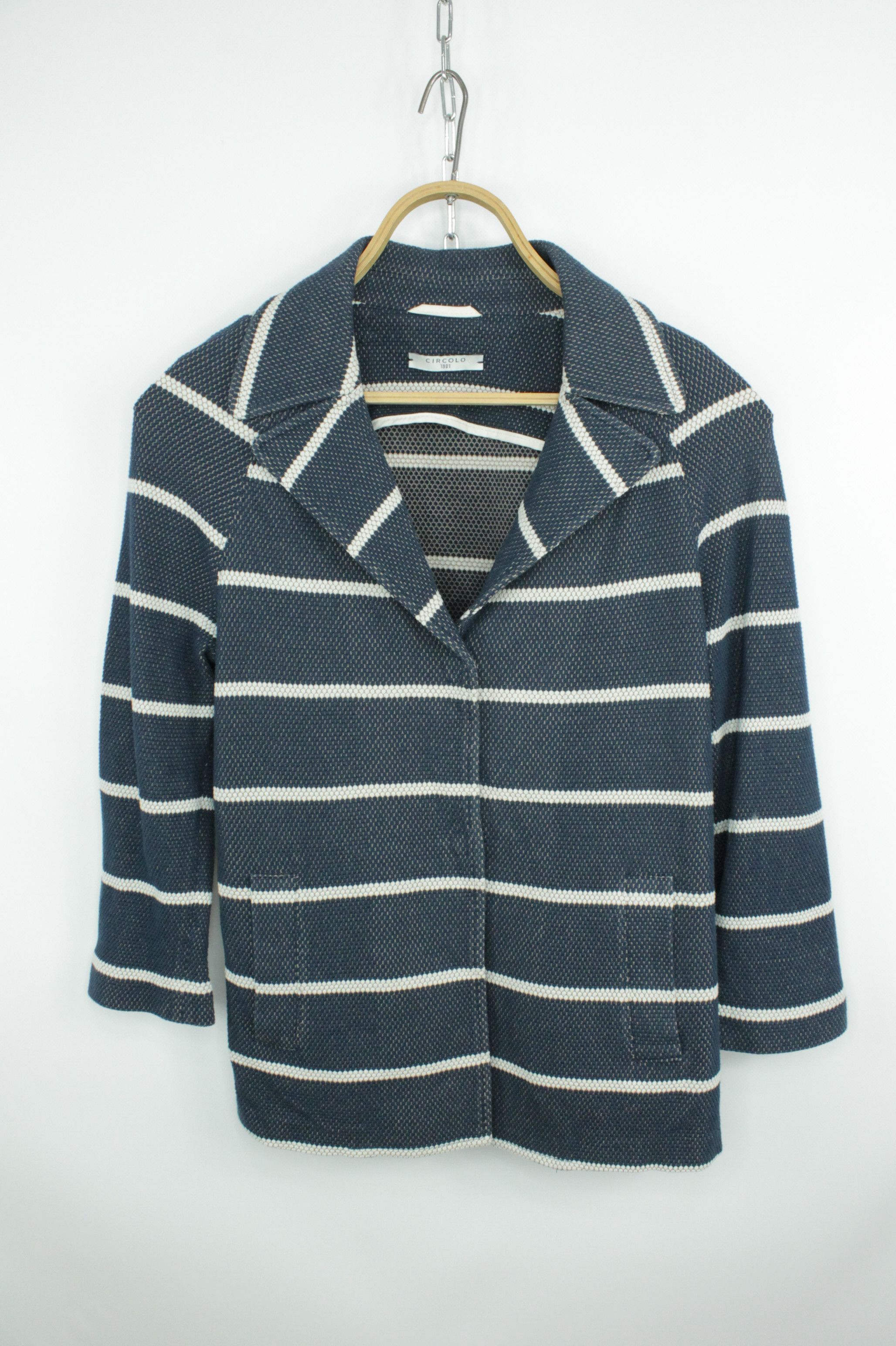 Circolo 1901 Circolo 1901 Blue-White Striped Cotton Blazer Jacket Women's Size M / US 6-8 / IT 42-44 - 1 Thumbnail