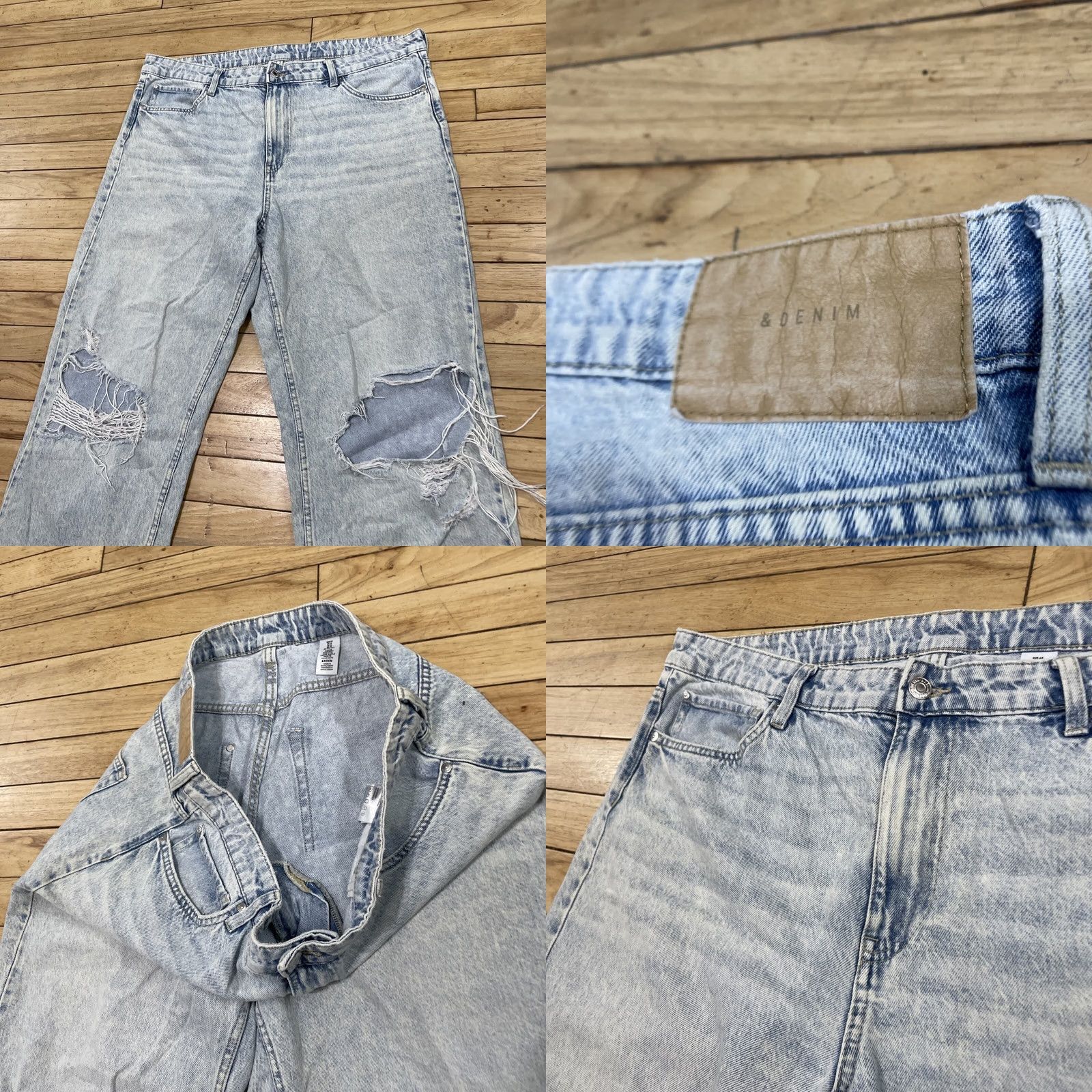 Denime &Denim Jeans Women 16 Y2k Distressed High Waist Loose Straight Light Blue 38x29 Jeans Size 38" / US 16 / IT 52 - 10 Thumbnail