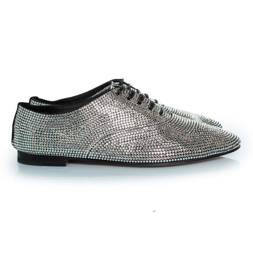 Saint Laurent Paris Saint Laurent, Lace up rhinestone derby Size US 11 / EU 44 - 4 Thumbnail