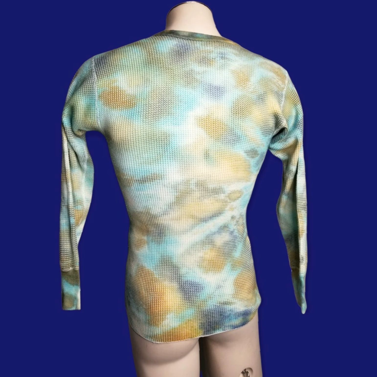 Vintage Vintage Long Johns Mens Long Sleeve Ice Dye T-Shirt Blue Crew Neck Cotton Limited Edition Size US L / EU 52-54 / 3 - 2 Thumbnail