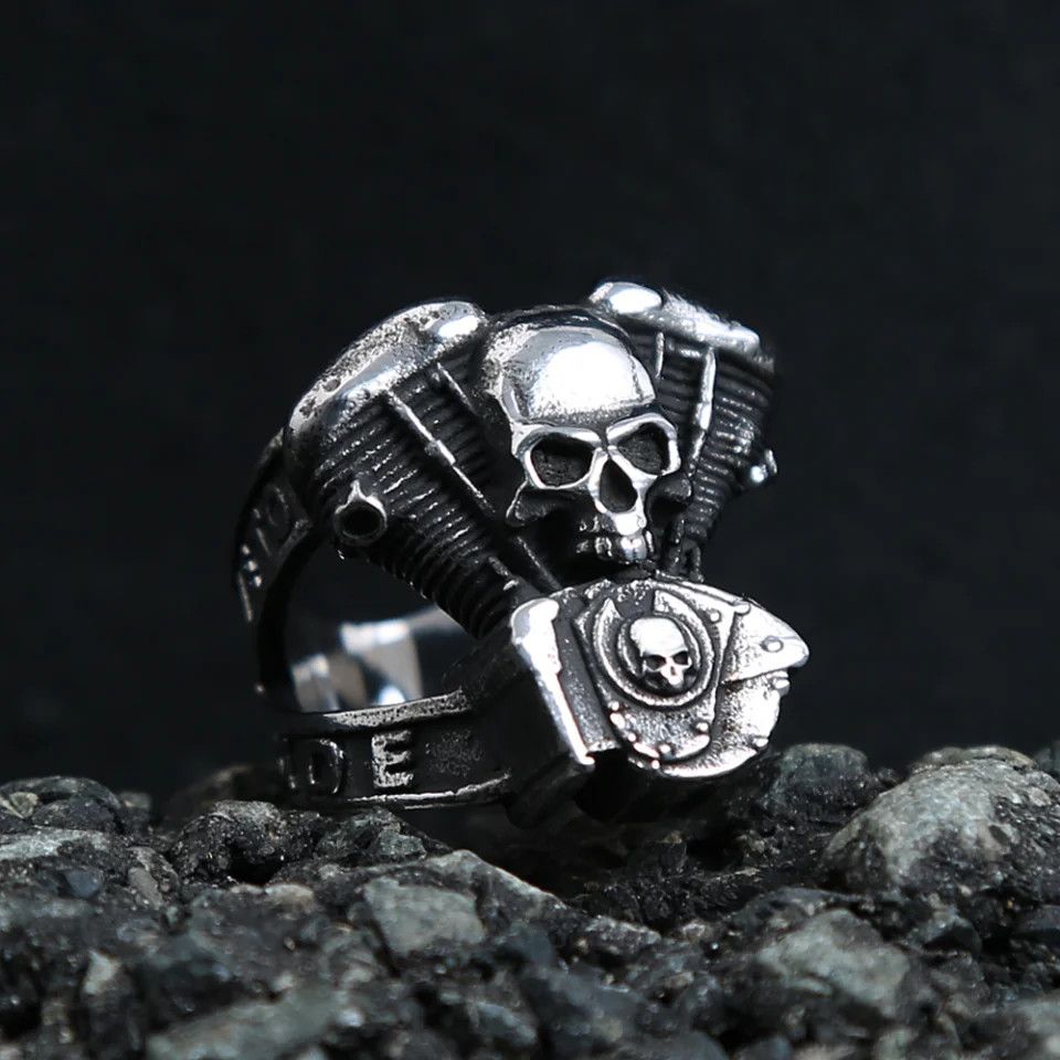 Japanese Brand × Jewelry × Vintage Vintage Steampunk Motorcycle Engine Skull Ring Size ONE SIZE - 2 Thumbnail