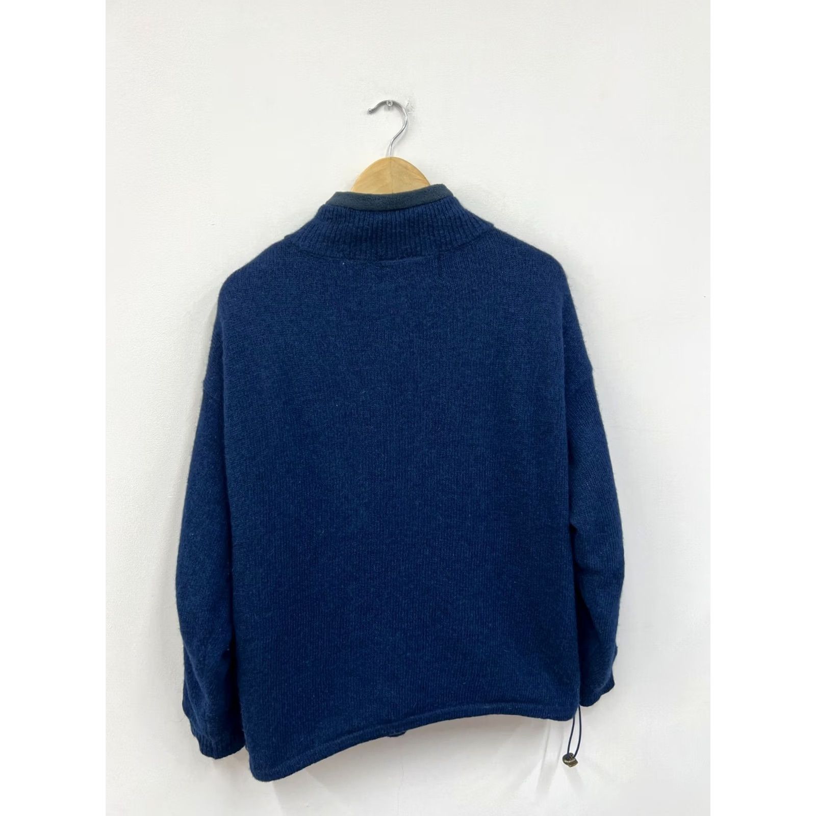 Market Aran Sweater Market 100% Pure Wool Zip Sweater Size S Men Wool Blue Pullover Knit Long Sleeve High Neck Vintage: No Size US S / EU 44-46 / 1 - 8 Thumbnail