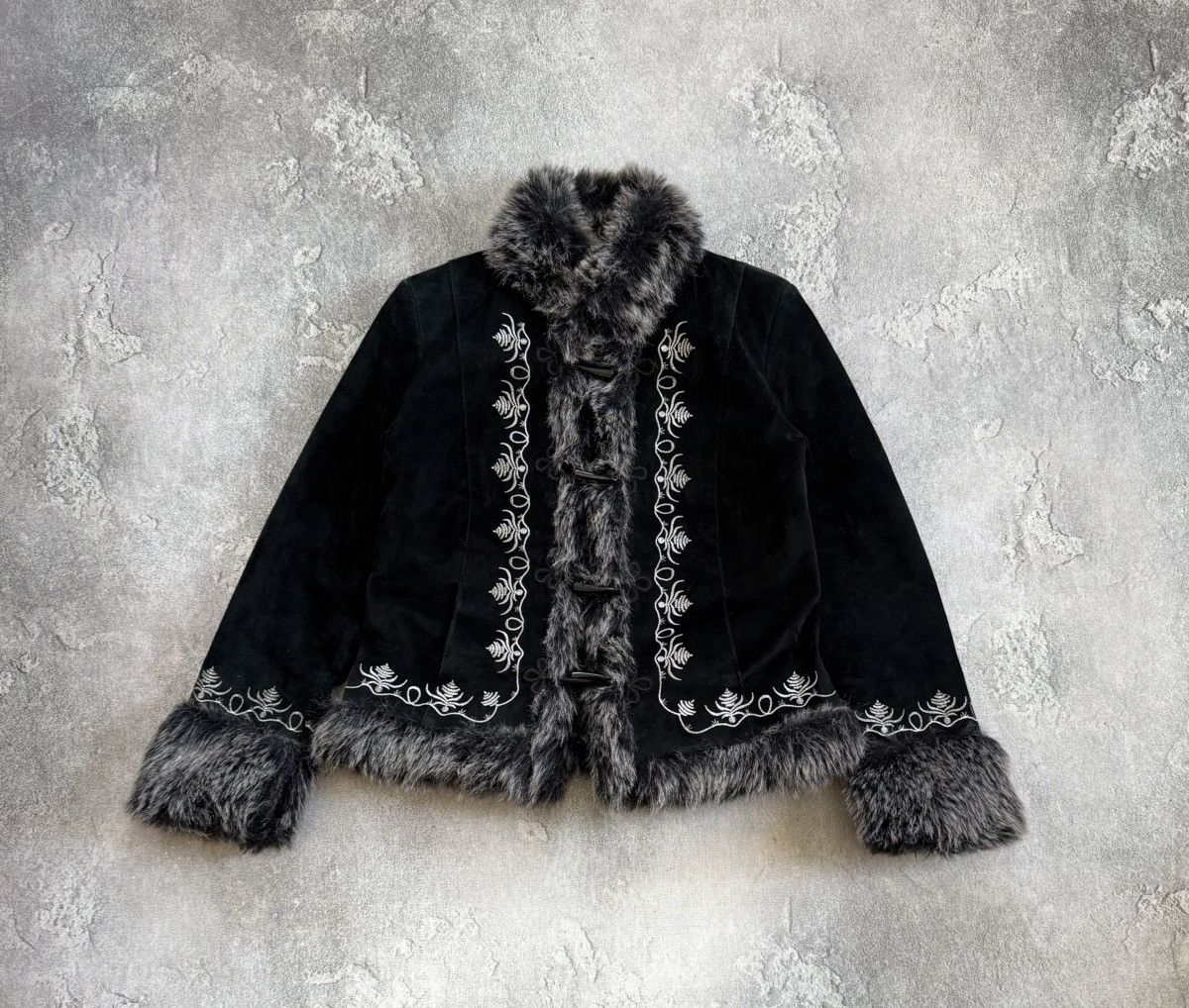 Miss Sixty Heine suede retro fur faux jacket coat black if six was nine Size XL / US 12-14 / IT 48-50 - 9 Thumbnail