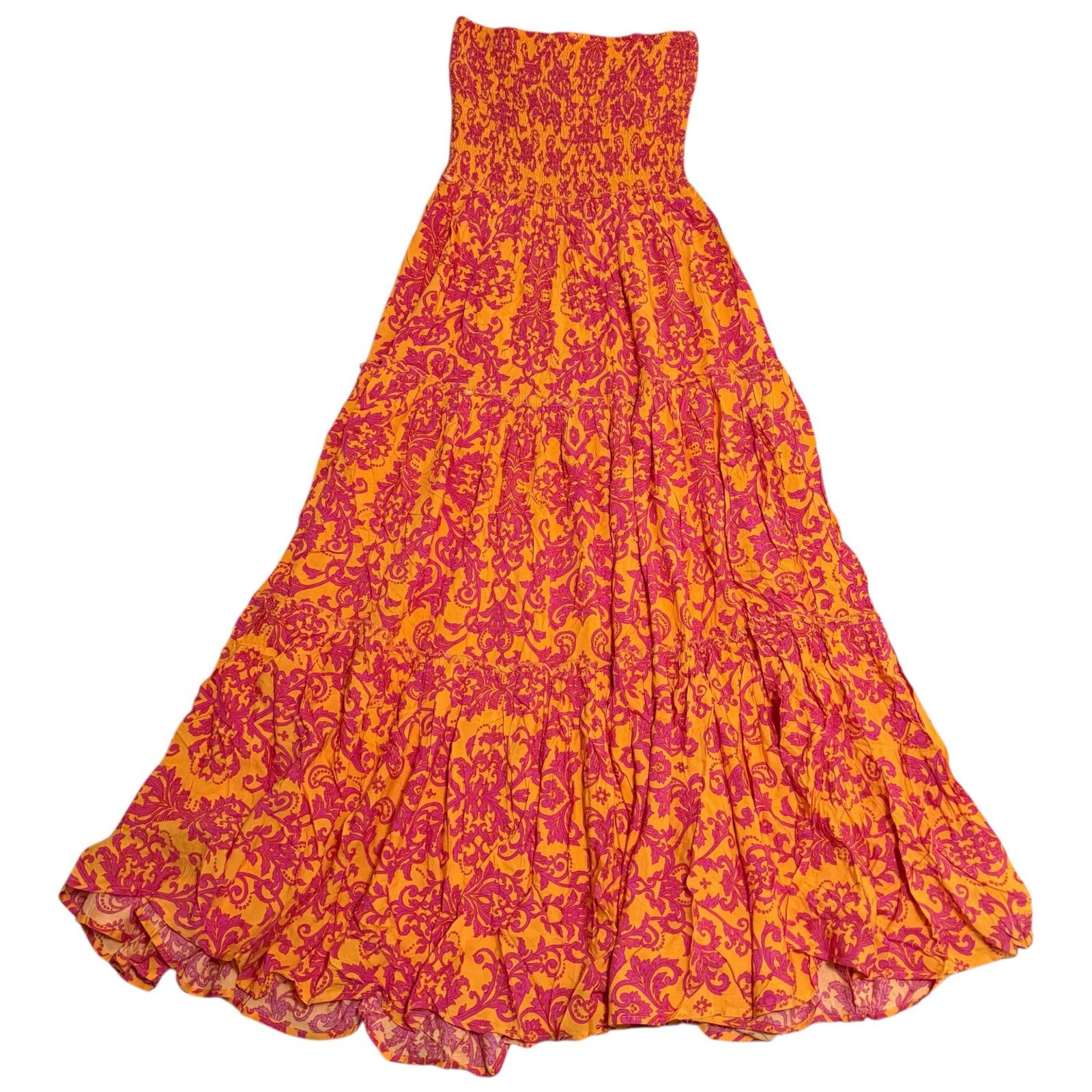 Abel the Label Bondi Strapless Dress Maxi Orange Pink Large
