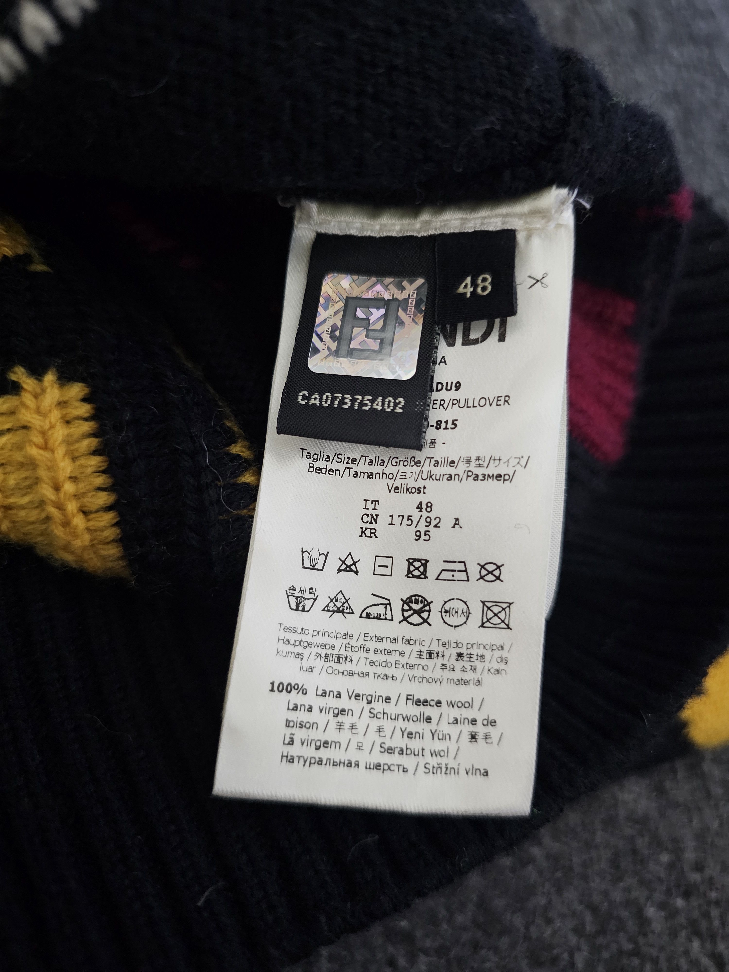 Fendi Fendi Men's Wool Sweater Size 48 Size US M / EU 48-50 / 2 - 6 Thumbnail