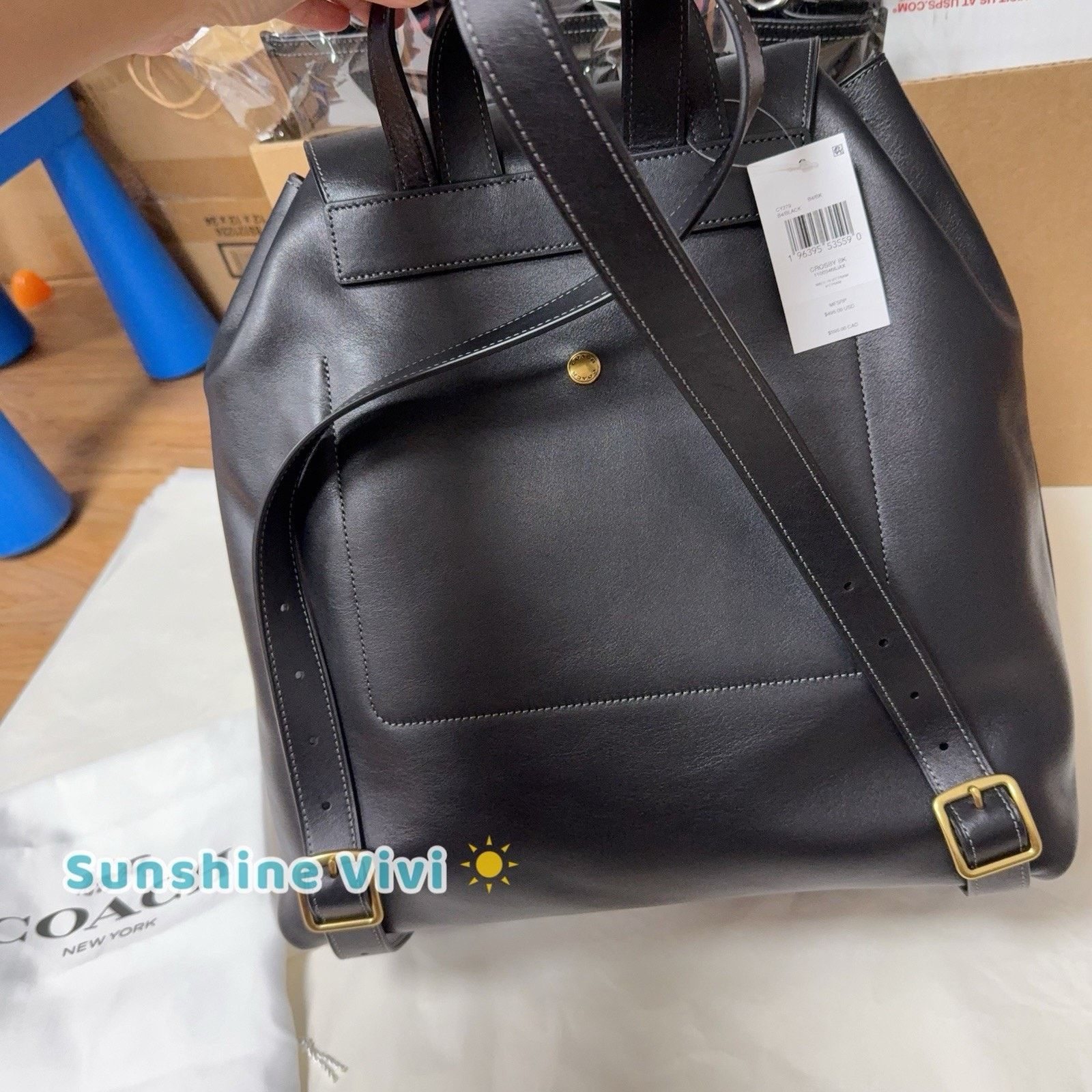Coach NWT COACH Crosby Backpack Bag Brass/Black leather CY279 Size ONE SIZE - 3 Thumbnail