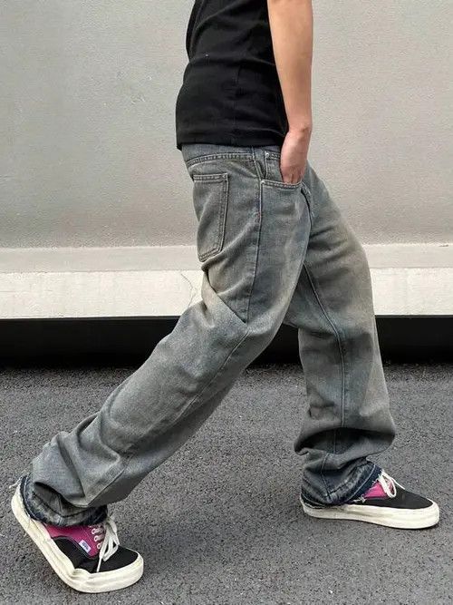 Jean Washed Baggy Denim Jeans Stacked Skate Size US 32 / EU 48 - 3 Thumbnail