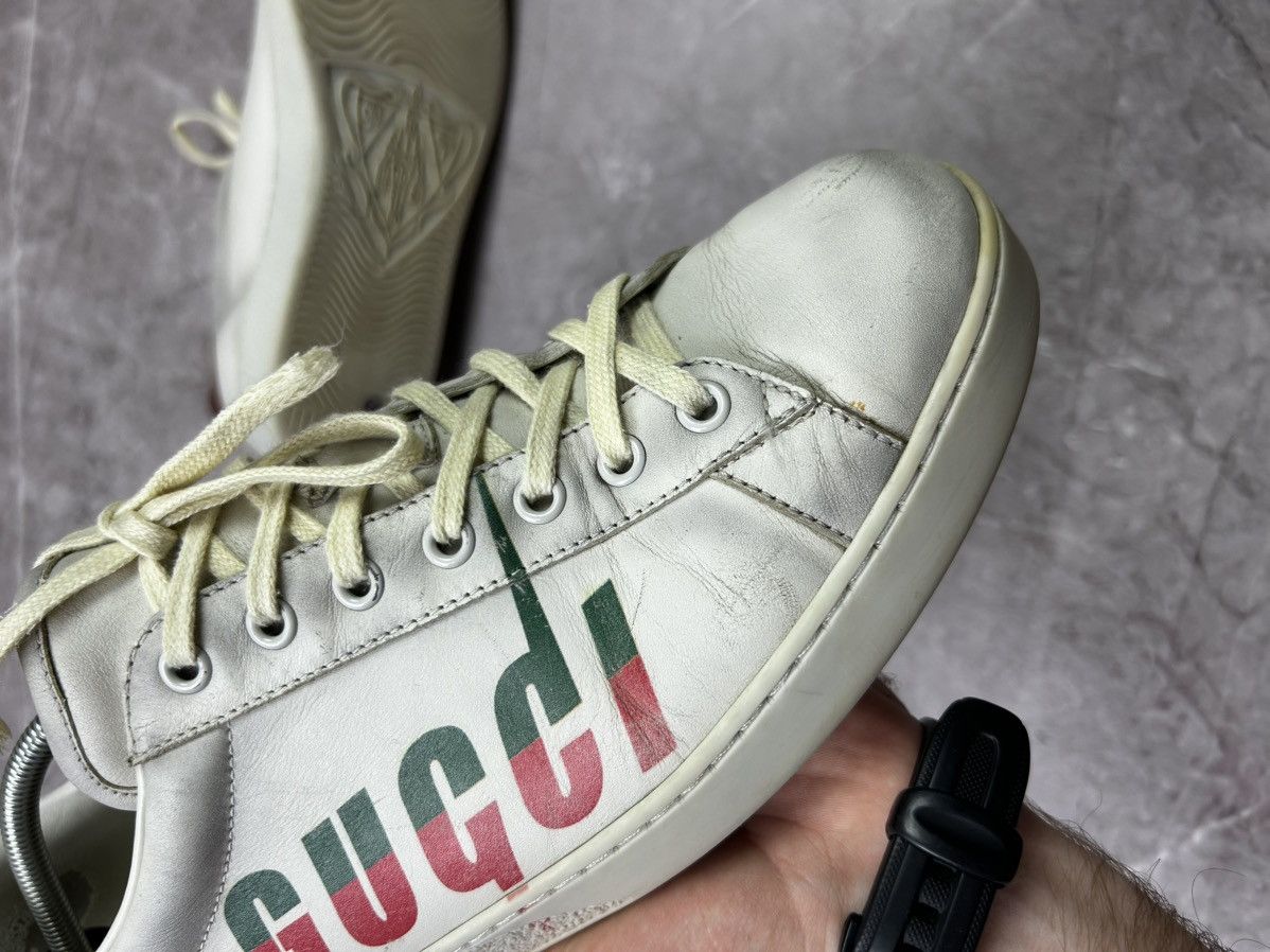 Designer Gucci Ace Blade Distressed Aged Lowtop sneakers Size US 10.5 / EU 43-44 - 6 Thumbnail