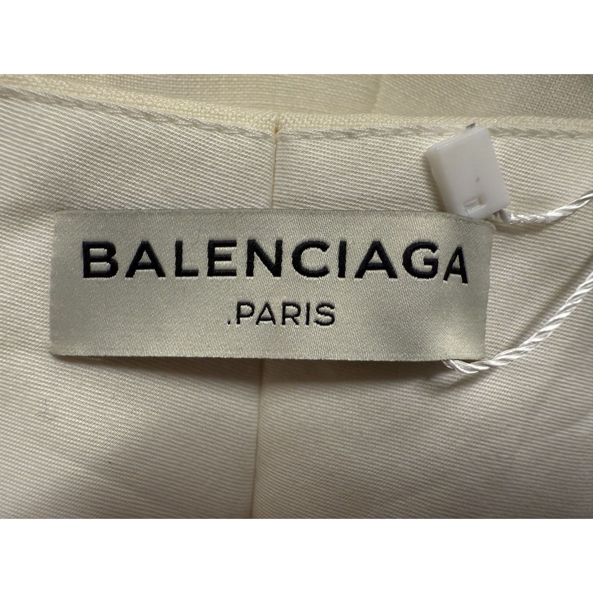 Balenciaga Balenciaga Womens High-Waisted Pleated Shorts Size 40 Cream Size 27" / US 4 / IT 40 - 3 Thumbnail