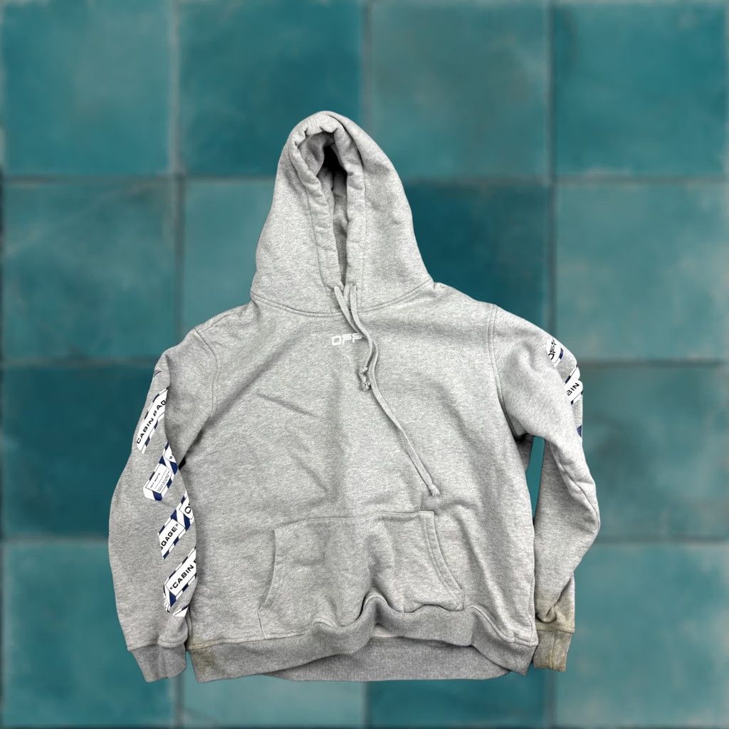 Off-White Off-White Cabin Baggage Tape Arrows Hoodie Mens L Gray Pullover Sweatshirt Pocket Size US L / EU 52-54 / 3 - 1 Thumbnail