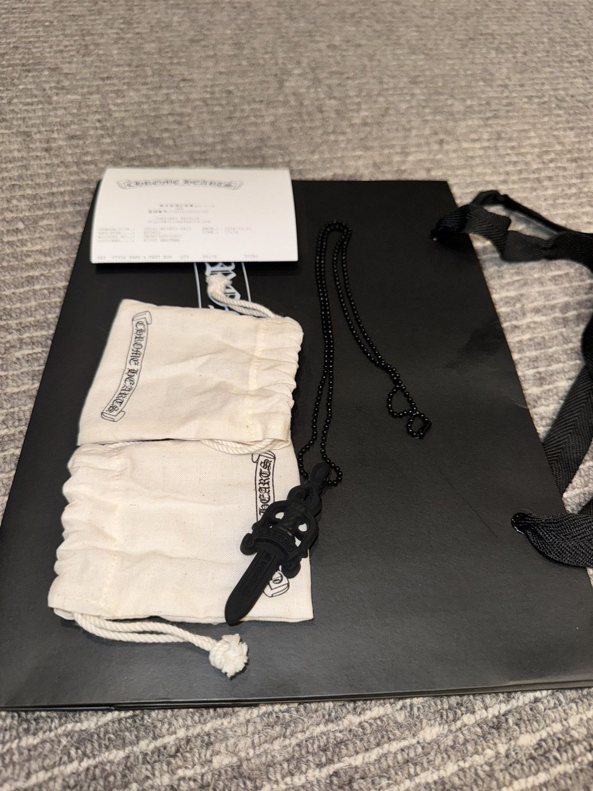 Chrome Hearts Plastic Black Dagger Pendant Necklace
