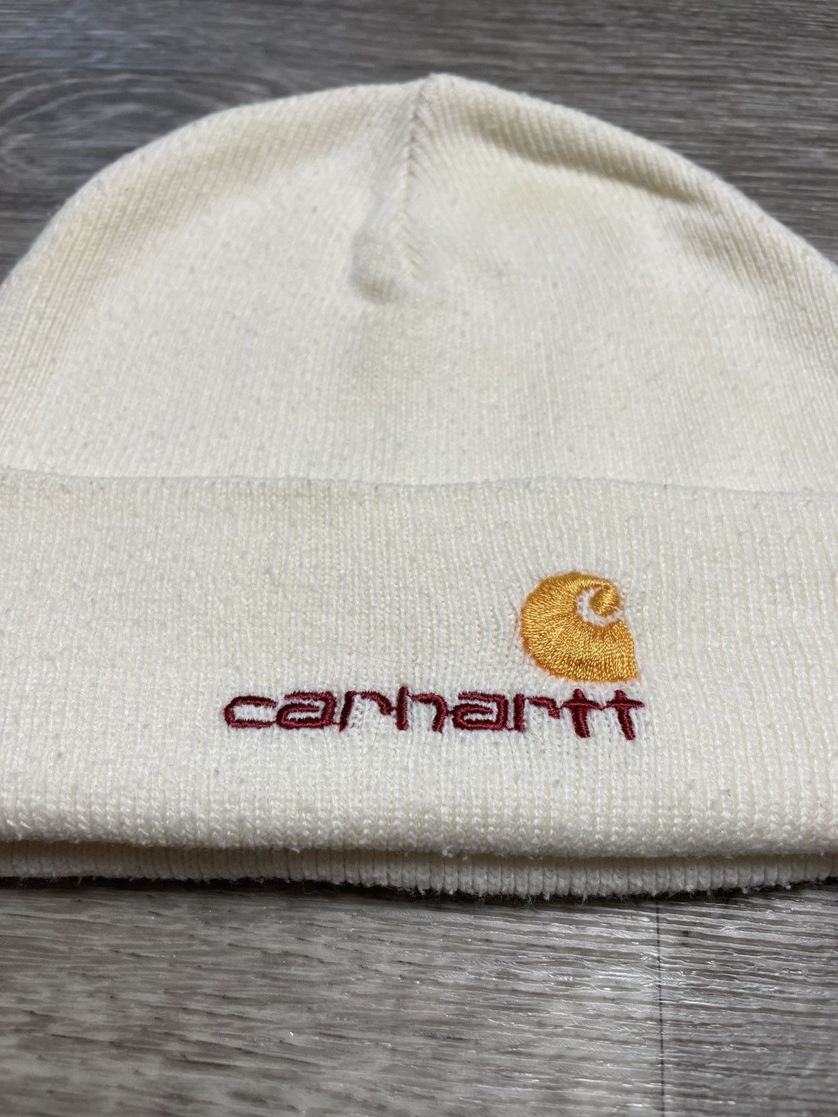 Carhartt Vintage Carhartt White American Script Beanie Hat Y2K Size ONE SIZE - 3 Thumbnail
