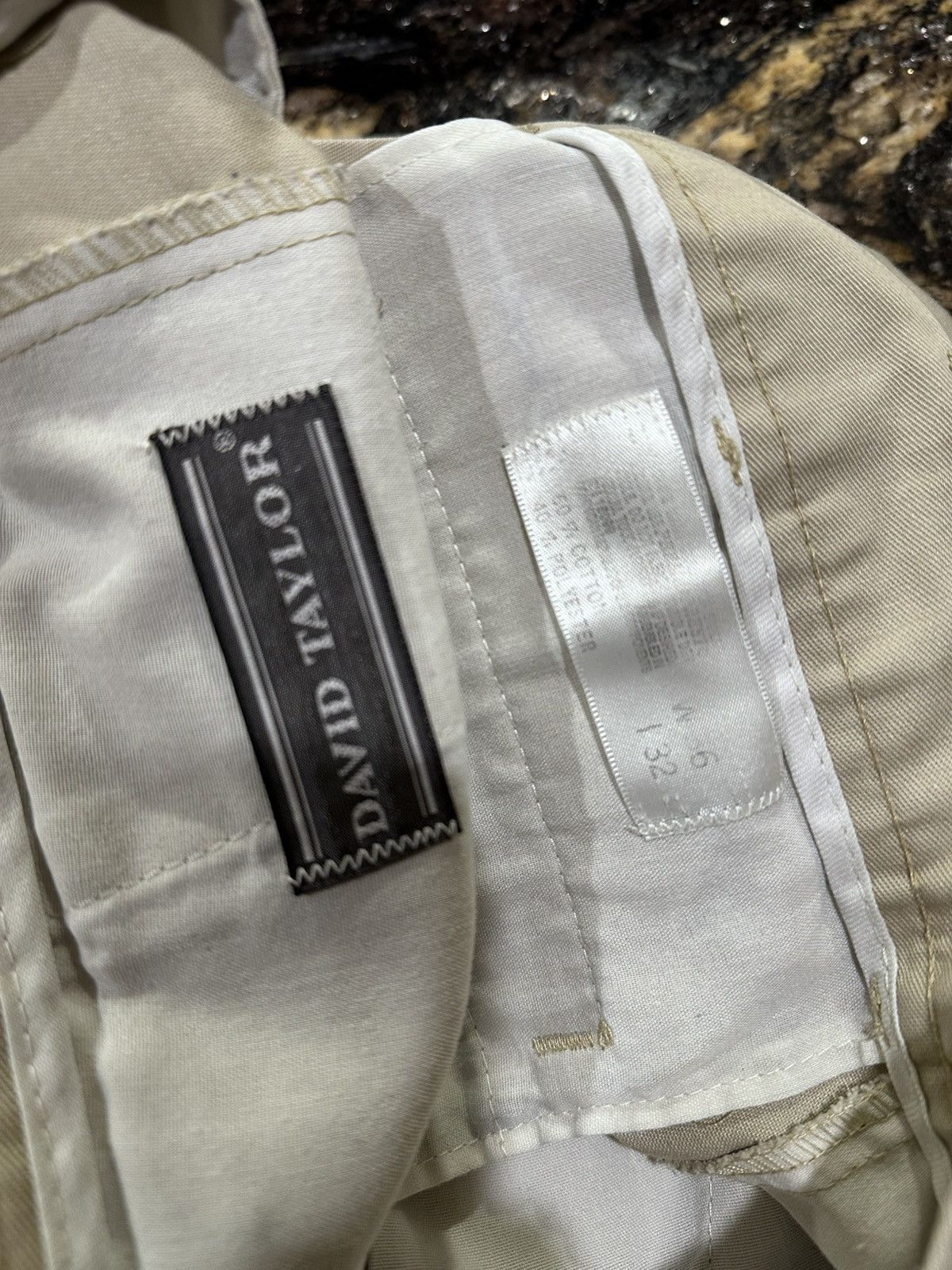 David Taylor × Vintage Vintage David Taylor Khaki Tan Classic Dress Pants Size US 36 / EU 52 - 8 Thumbnail