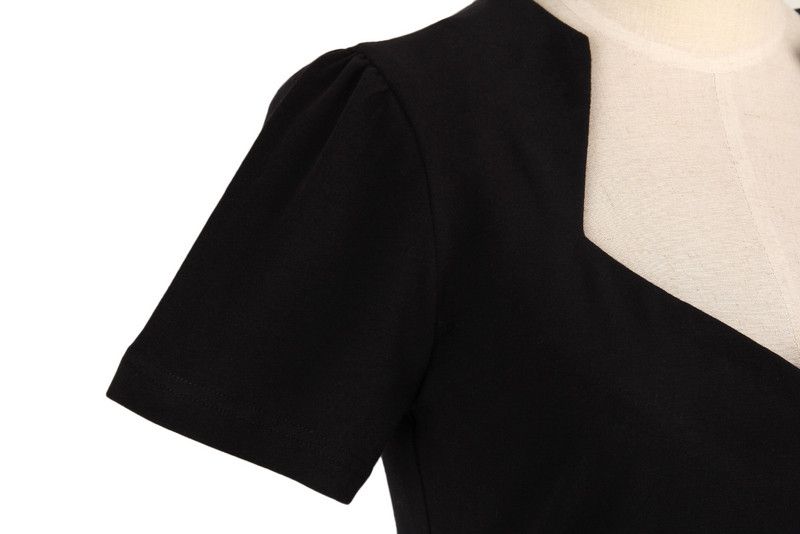 Other 50's Vintage Top V Neck Short Sleeve Fitted Tee Black Size S / US 4 / IT 40 - 2 Thumbnail