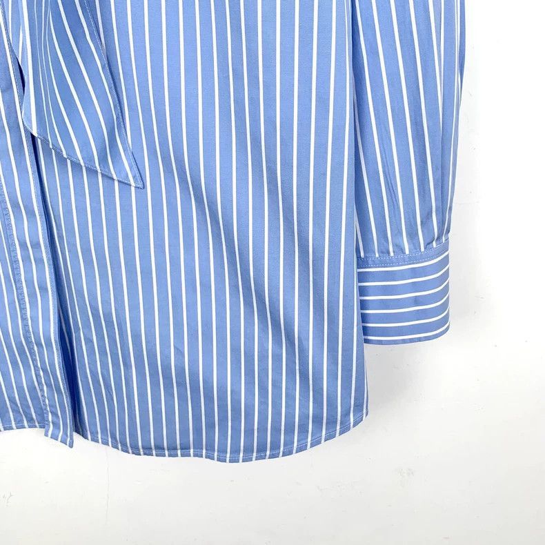 Celine Blue Striped Long Sleeve Shirt with Bow Tie Size US XS / EU 42 / 0 - 4 Thumbnail