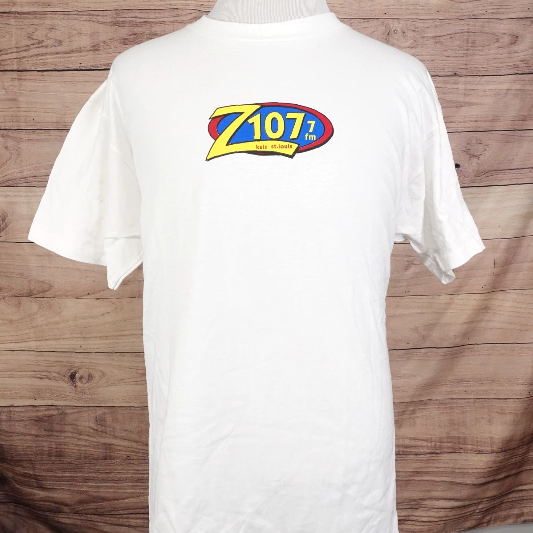 Fruit Of The Loom VINTAGE Radio Promo T-Shirt Mens XL Cotton White 90s St Louis KSLZ Z107.7 Graphic Size US XL / EU 56 / 4 - 3 Thumbnail
