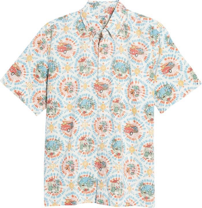 image of Reyn Spooner Grateful Dead Tie Dye Aloha Hawaiian Shirt in White, Men's (Size Medium)