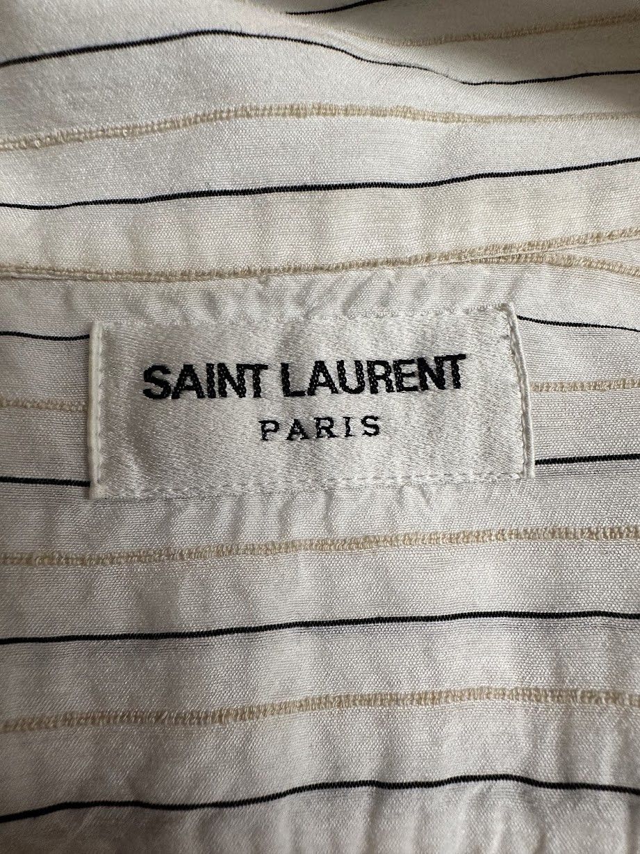 Saint Laurent Paris × Yves Saint Laurent Saint Laurent Shawl-collar Shirt in Striped Chenille Voile Size US S / EU 44-46 / 1 - 5 Thumbnail