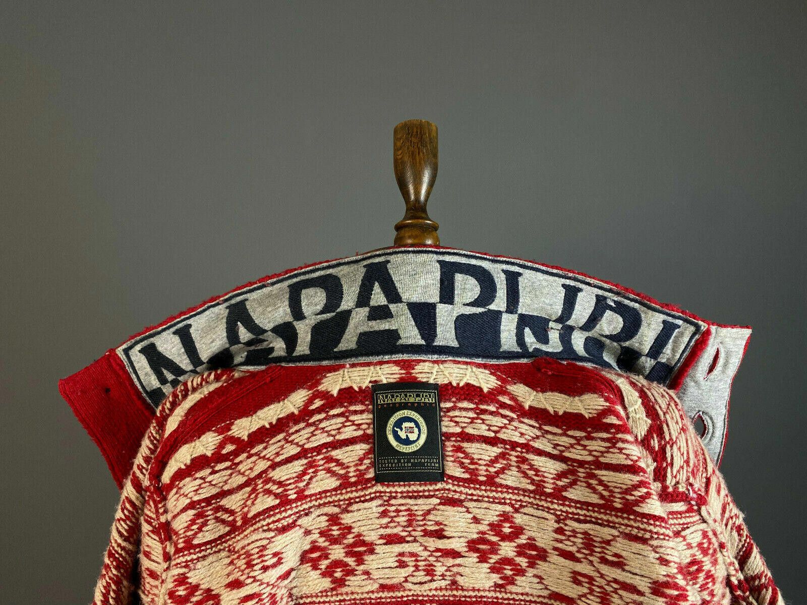 Napapijri Napapijri Geographic Red Wool Knit Button Sweater Size M Size M / US 6-8 / IT 42-44 - 10 Thumbnail