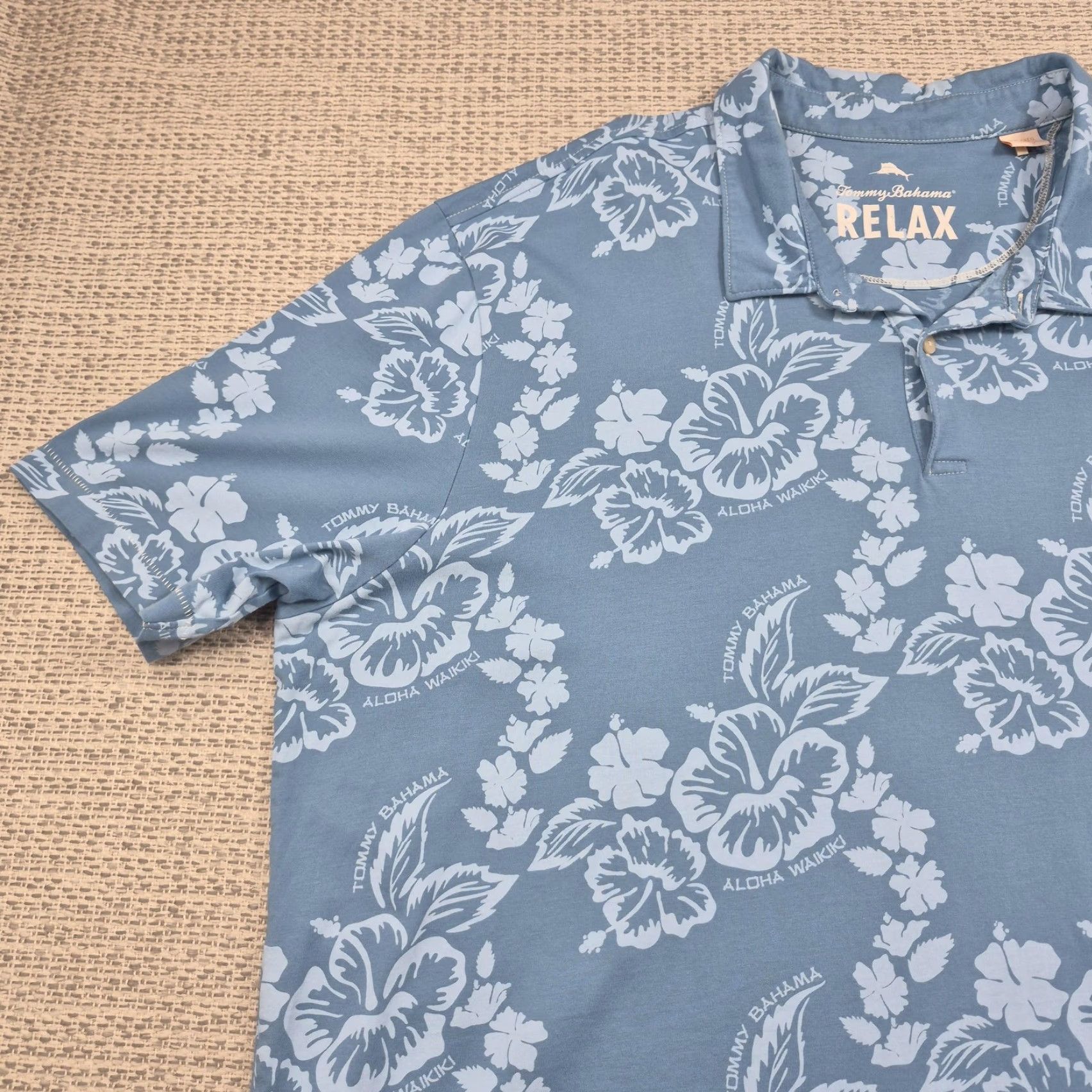 Tommy Bahama Tommy Bahama Relax Shirt Mens 3XL Blue Floral Aloha Waikiki Pima Cotton Polo Size US XXL / EU 58 / 5 - 3 Thumbnail
