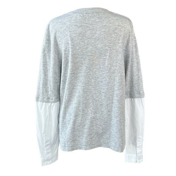 Anthropologie One Grey Day Jackie Poplin Sleeve Sweater Grey/White L Size L / US 10 / IT 46 - 2 Thumbnail