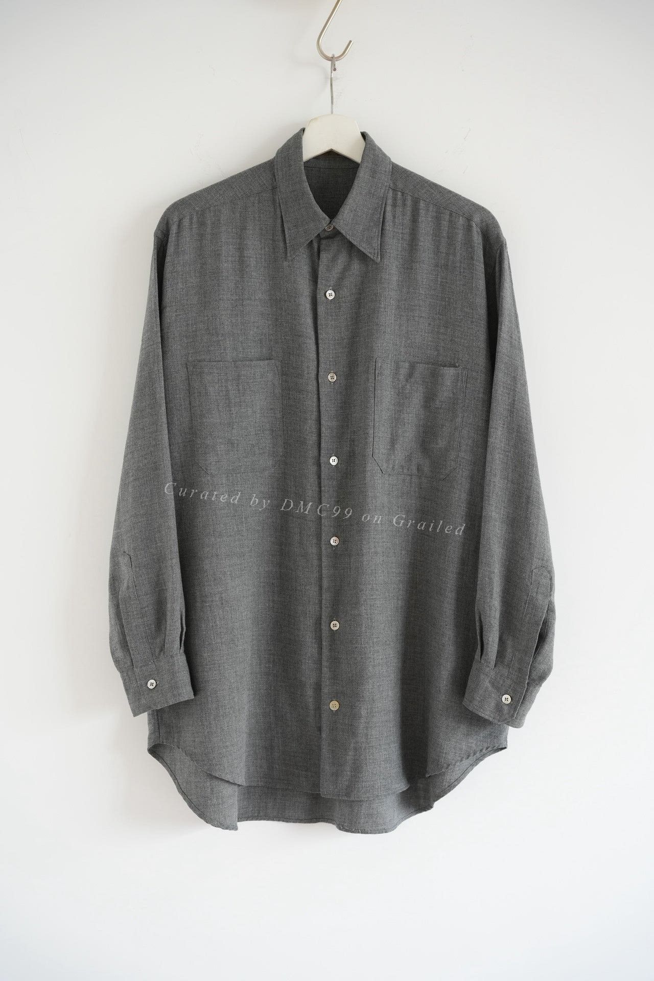 Yohji Yamamoto Yohji Yamamoto 80s Scissors Collar Wool Gray Shirt Size US M / EU 48-50 / 2 - 1 Thumbnail