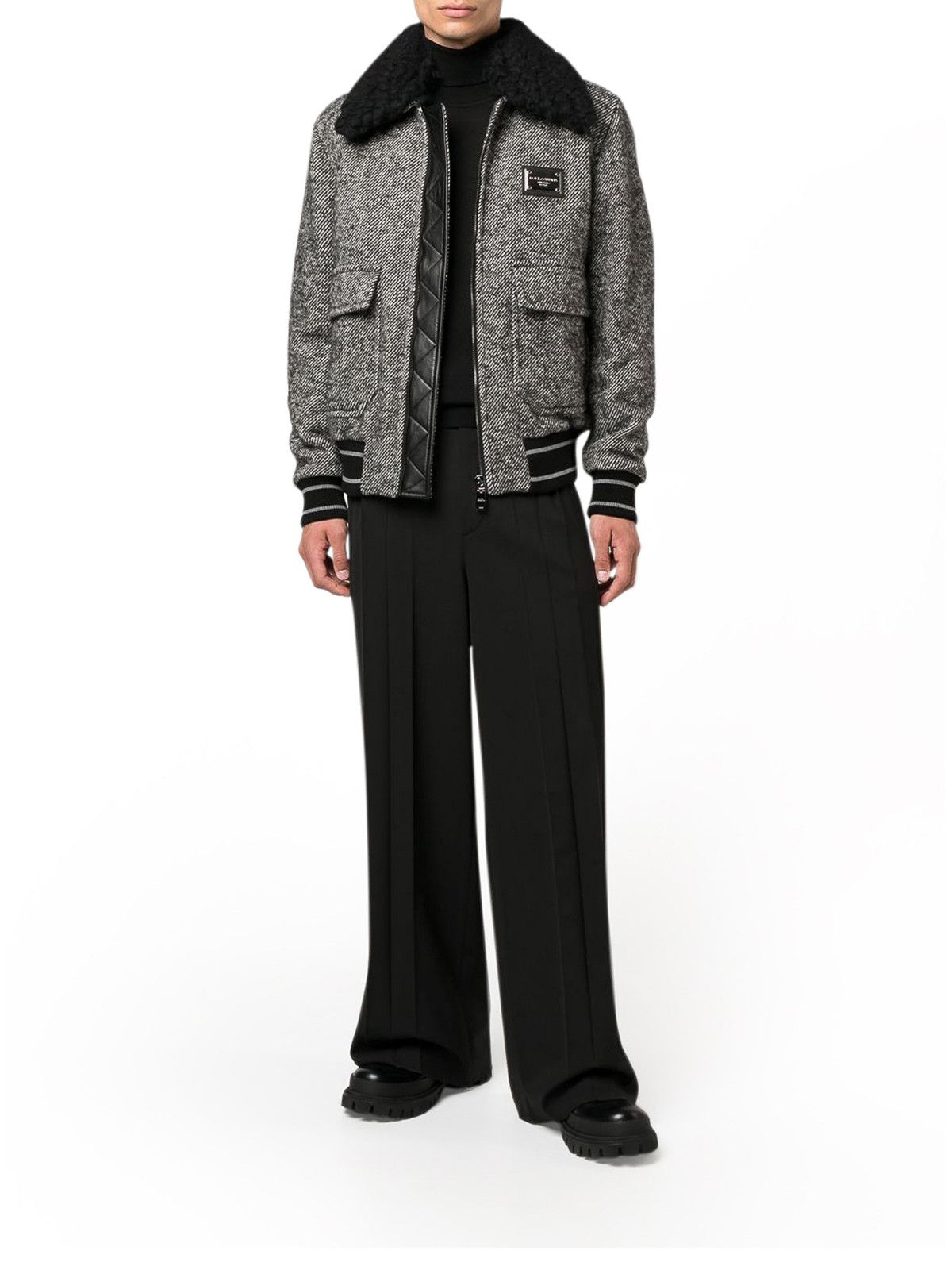 Dolce & Gabbana o1y0125 Logo Jacket in Grey/Black Size US M / EU 48-50 / 2 - 2 Thumbnail
