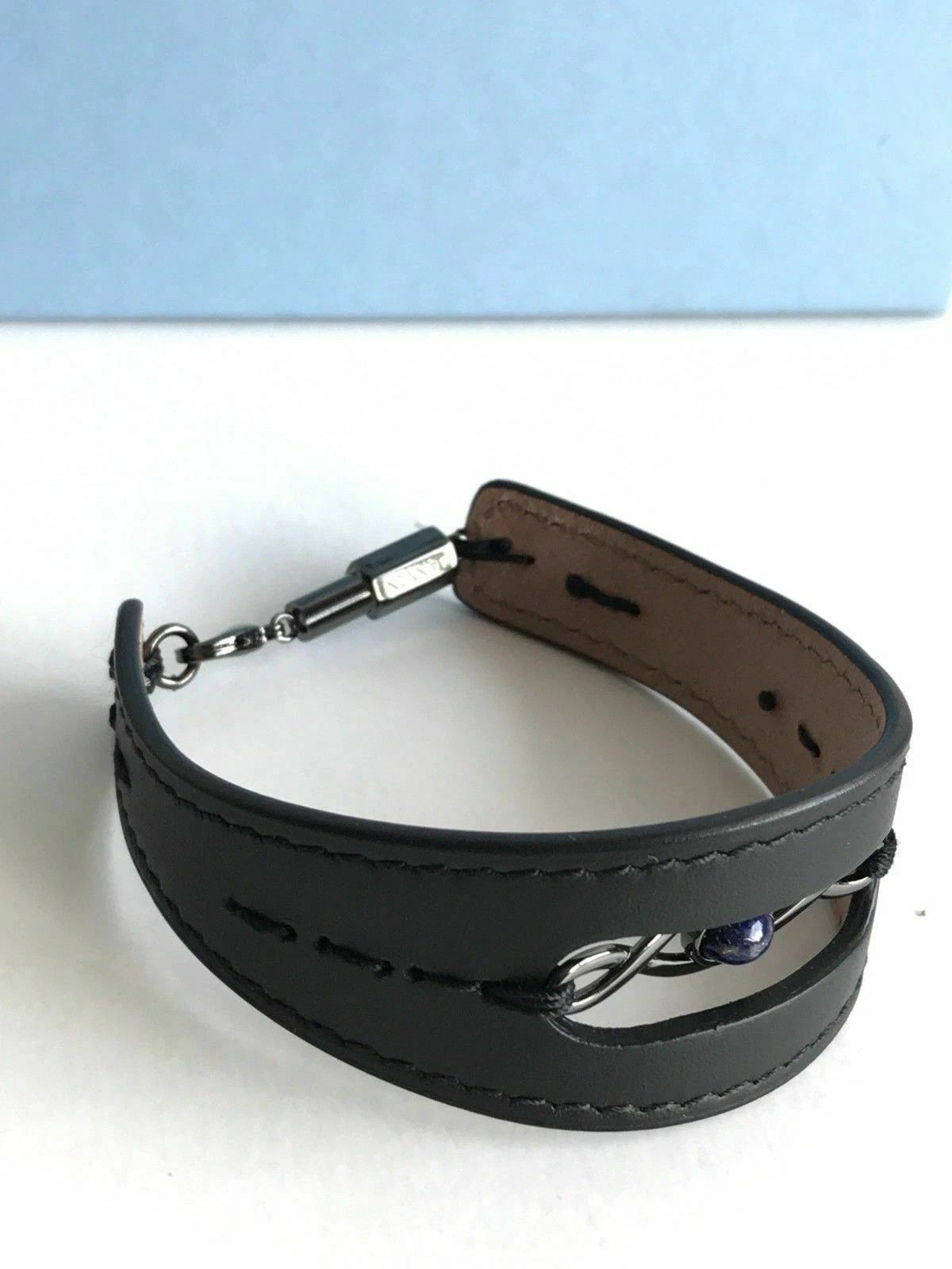 Lanvin Lanvin infinity leather gunmetal black tone bracelet Size ONE SIZE - 4 Thumbnail