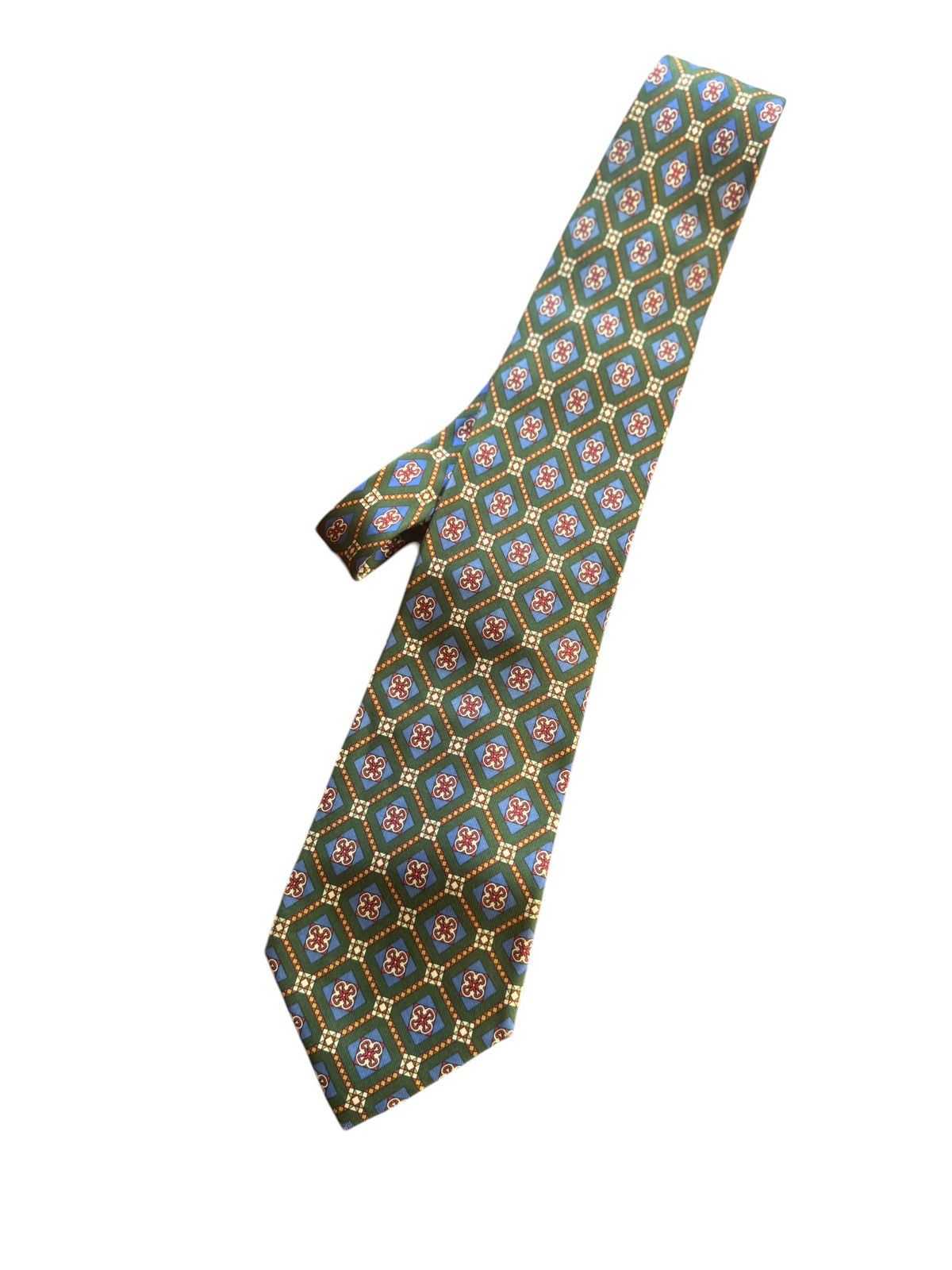 Other Andrew’s Ties Milano Vintage Green Geometric Silk Tie Size ONE SIZE - 1 Thumbnail