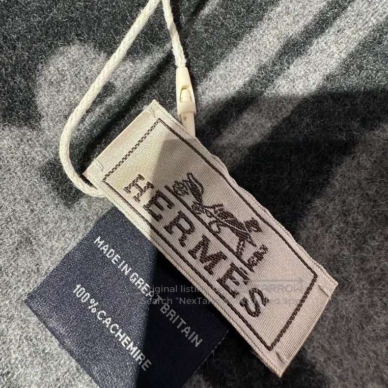 Hermes Hermes Badge logo pattern fringed cashmere product Size ONE SIZE - 3 Thumbnail