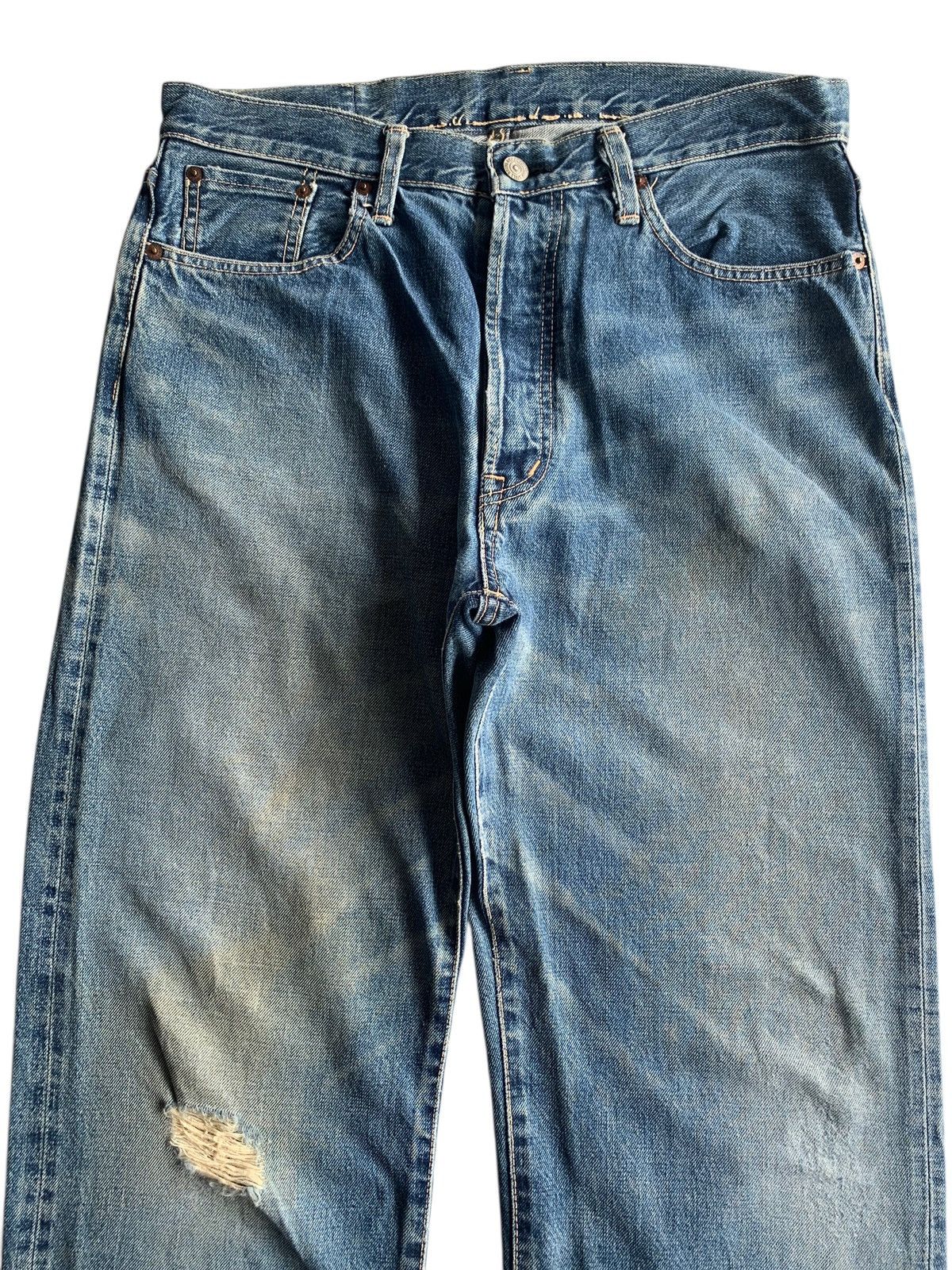 Japanese Brand × Kapital × Vintage SPELLBOUND DOMINGO SELVEDGE BUTTON FLY DISTRESSED DENIM Size US 32 / EU 48 - 6 Thumbnail