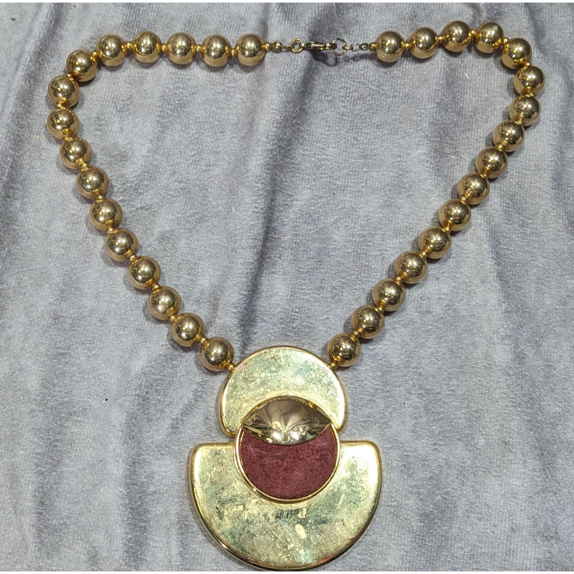 Other Vintage Retro Chunky Gold-Tone Beaded Necklace With Bold Pen Size ONE SIZE - 8 Thumbnail