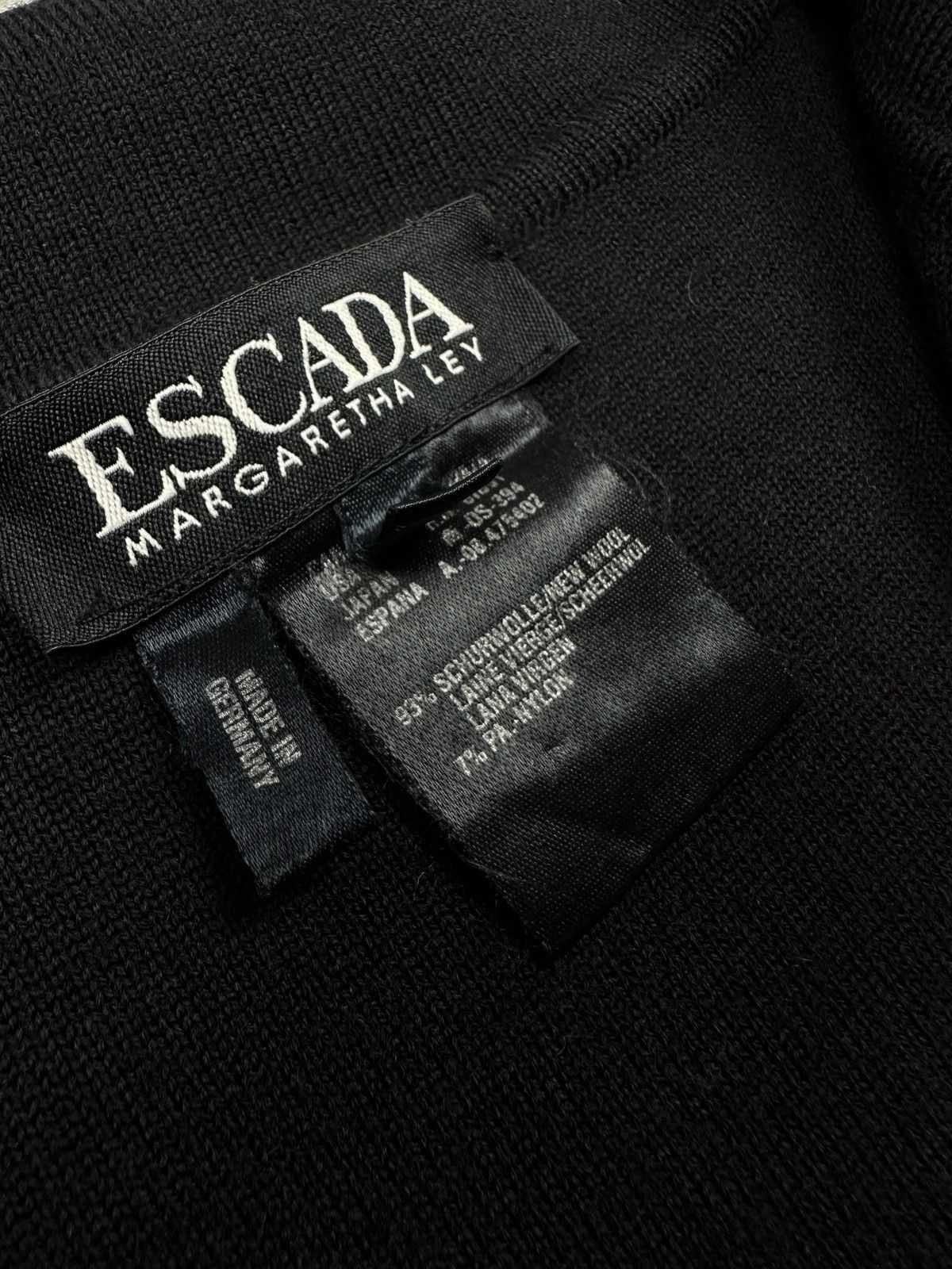 Escada Vintage Escada Margaretha Ley Black Wool Blazer Cardigan 80s Size L / US 10 / IT 46 - 6 Thumbnail