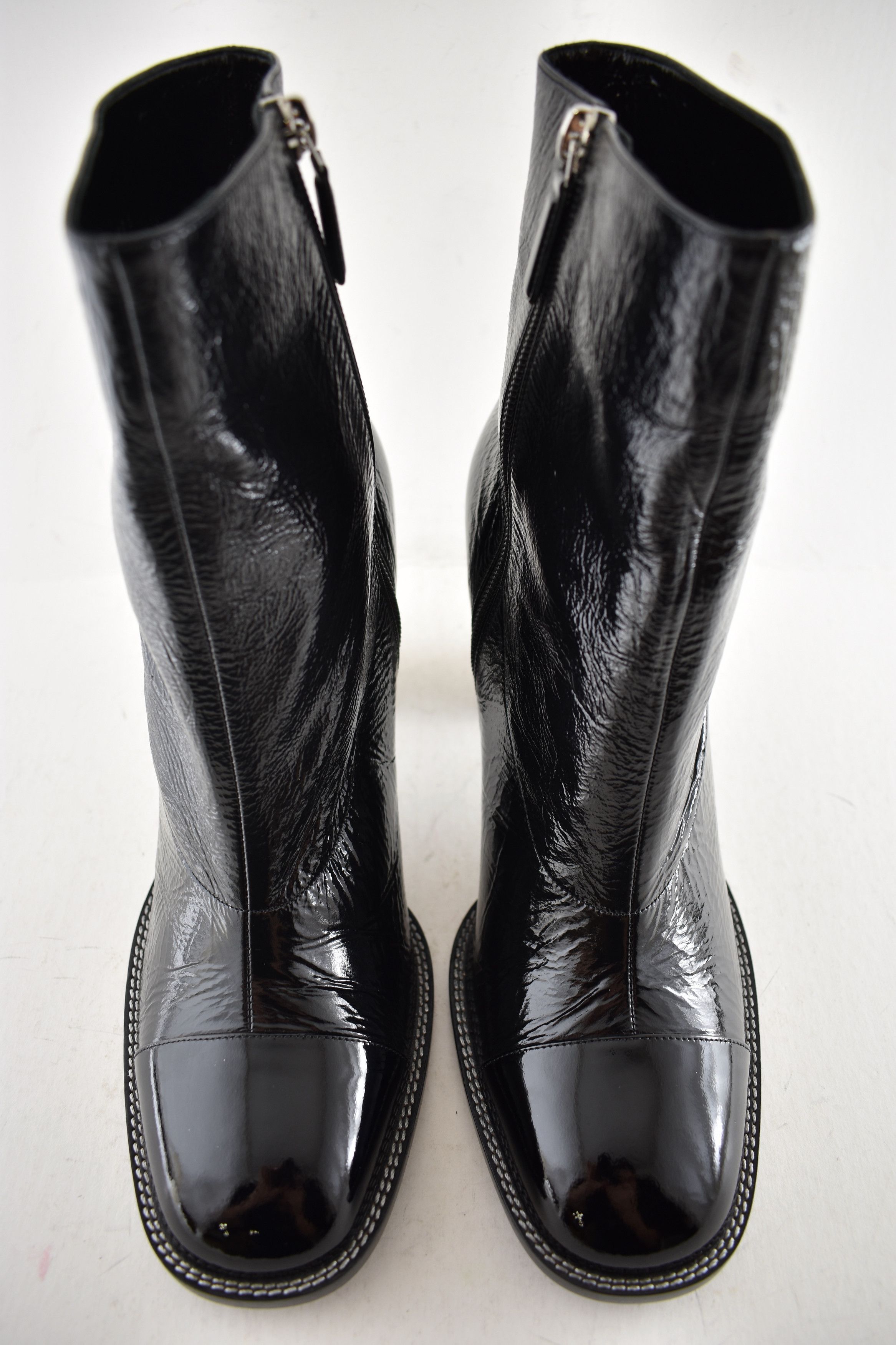 Chanel Chanel 24B Black Patent CC Short Ankle Block Heel Bootie 42 Size US 12 / IT 42 - 5 Thumbnail