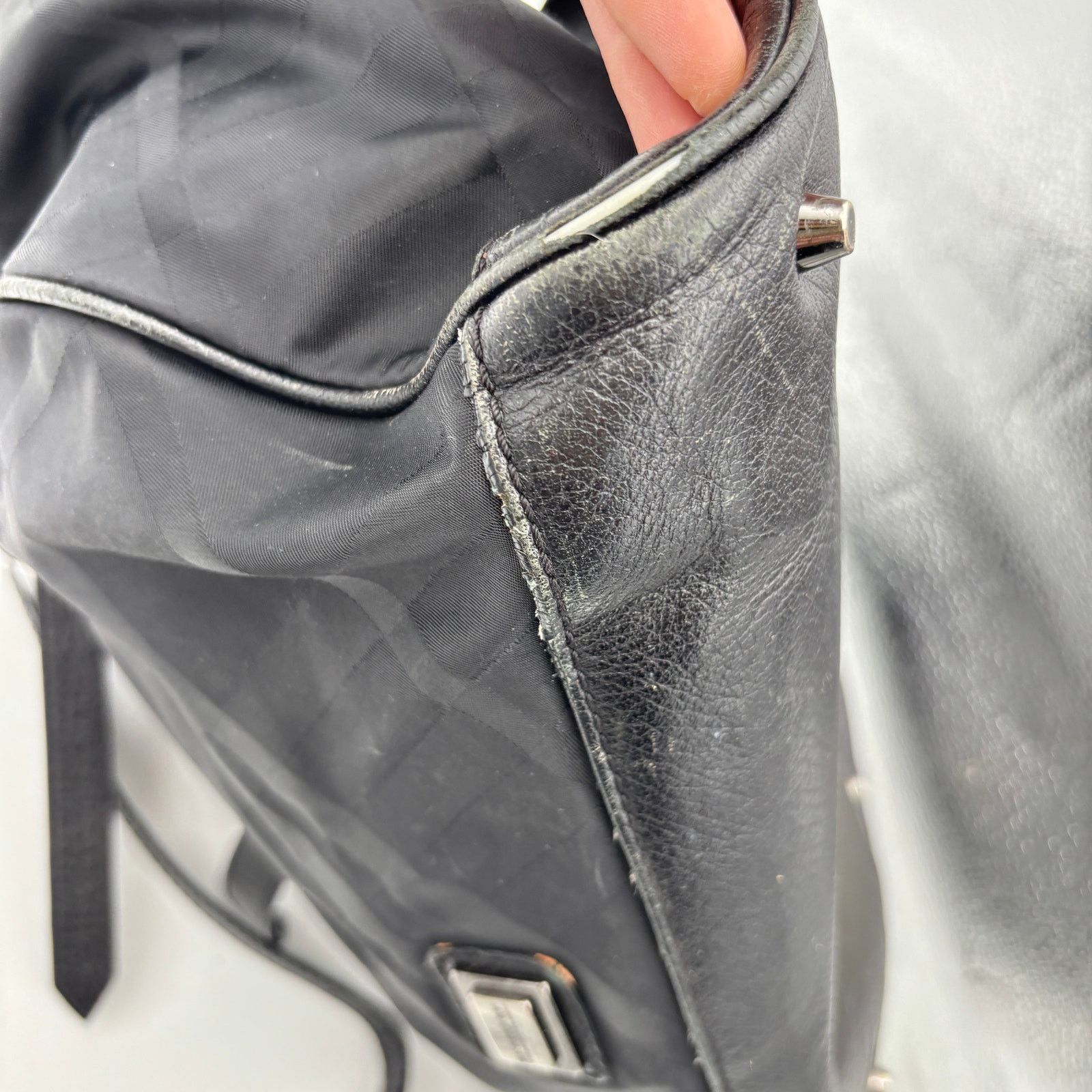 Burberry Burberry Black Tonal Check Nylon Leather Tote Bag Size ONE SIZE - 18 Thumbnail