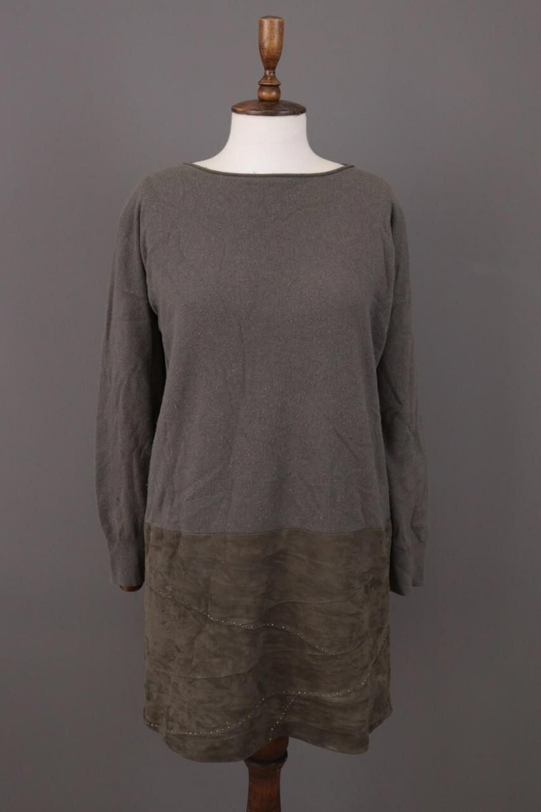 Designer Fabiana Filippi Brown Merino Wool Silk Dress Size S / I 42 Size S / US 4 / IT 40 - 1 Thumbnail