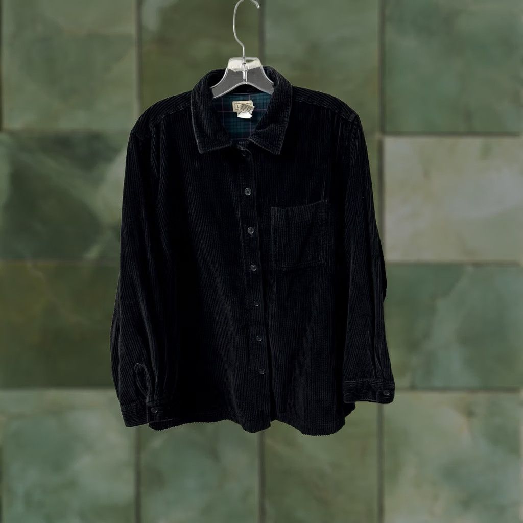 Vintage LL Bean Corduroy Shirt Jacket Womens Medium Black Flannel Lined Shacket 273275 Size M / US 6-8 / IT 42-44 - 1 Thumbnail