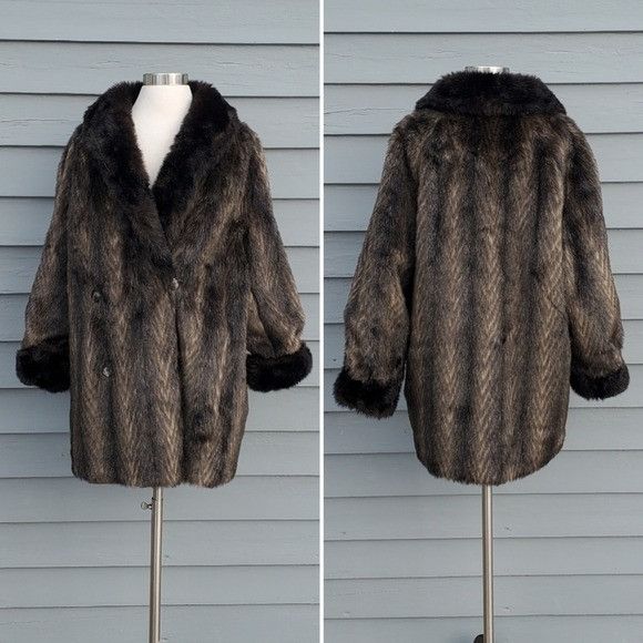 Vintage Vintage 90s y2k Brown Faux Fur Polyester Reversible Double B Size L / US 10 / IT 46 - 3 Thumbnail