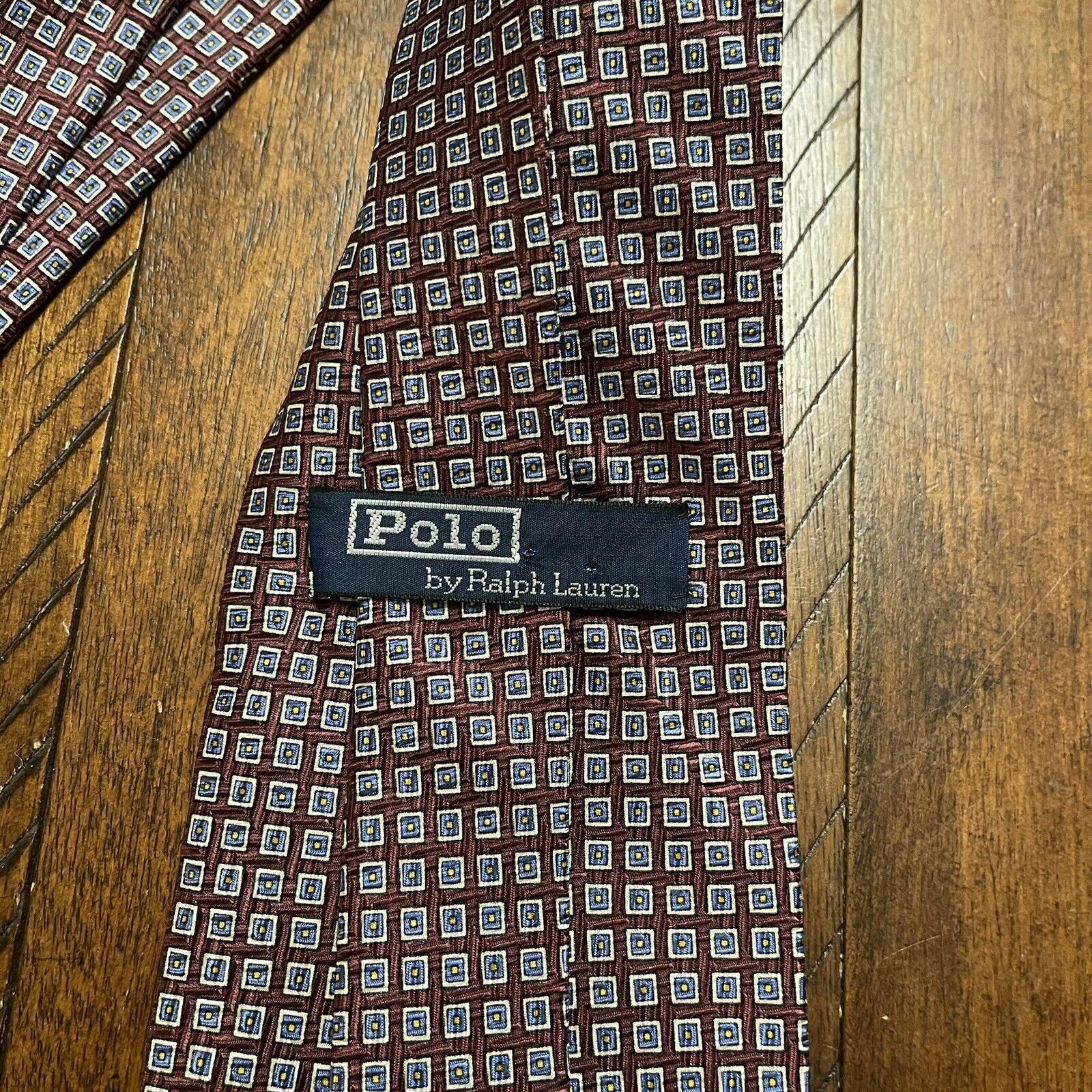 Polo Ralph Lauren Vtg Polo Ralph Lauren Geometric 100% Silk Tie Handmade USA Size ONE SIZE - 6 Thumbnail