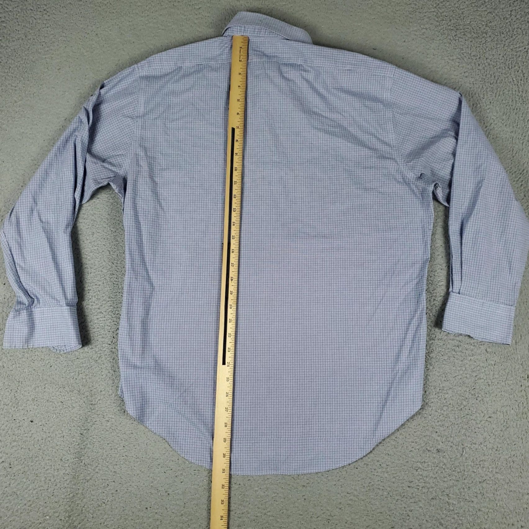 Ralph Lauren VINTAGE Ralph Lauren Dress Shirt Mens 16 Blue Check Long Sleeve Classic Fit Non-Iron Size 42R - 3 Thumbnail