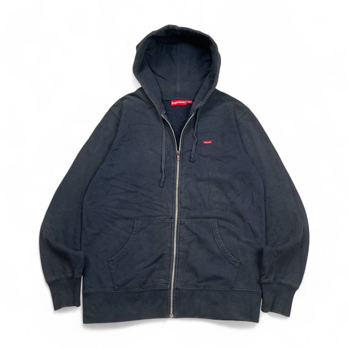 Supreme Zipper Hoodie Box Logo Small Navy