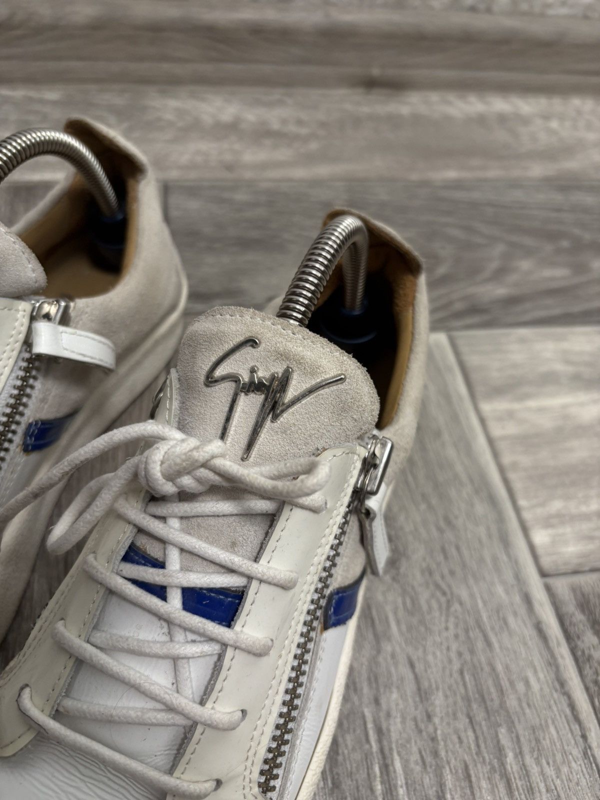 Giuseppe Zanotti Giuseppe Zanotti Men White Leather Zip Sneakers Luxury Size US 8 / EU 41 - 6 Thumbnail
