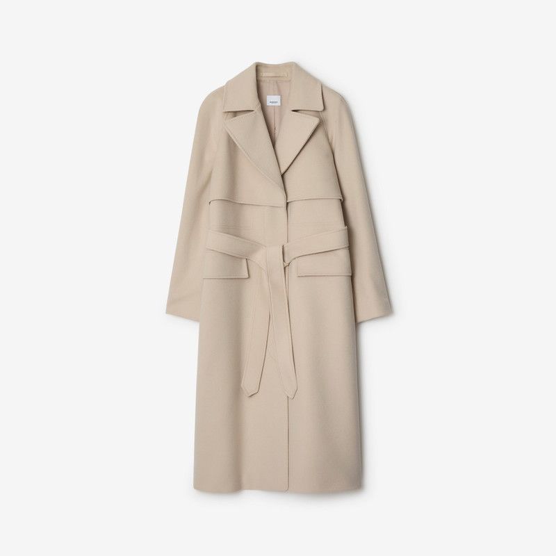 Burberry o1w1db10426 Long Wool Cashmere Trench Coat in Taupe Size L / US 10 / IT 46 - 1 Preview