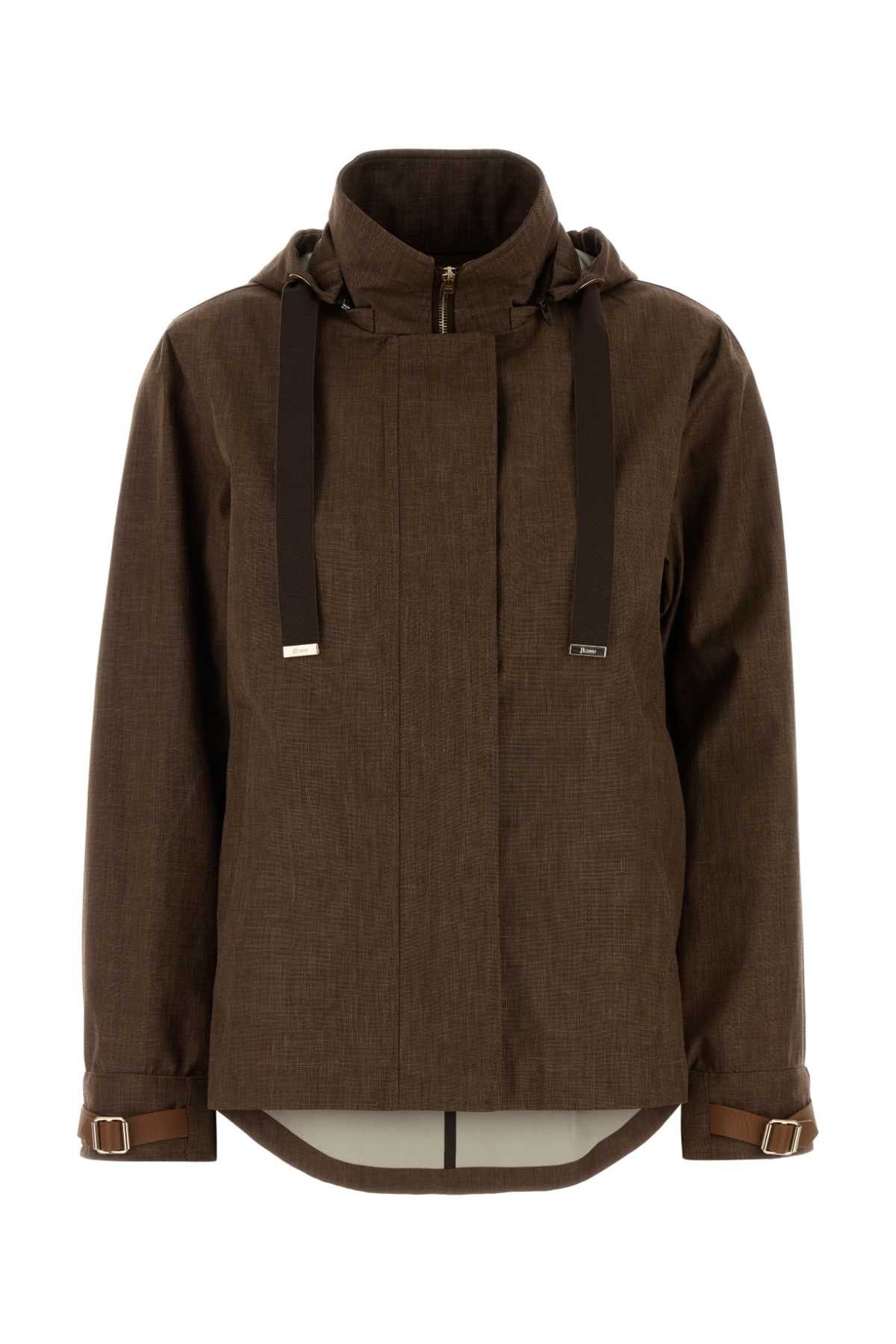 Herno Brown Linen Blend Jacket Size S / US 4 / IT 40 - 1 Thumbnail