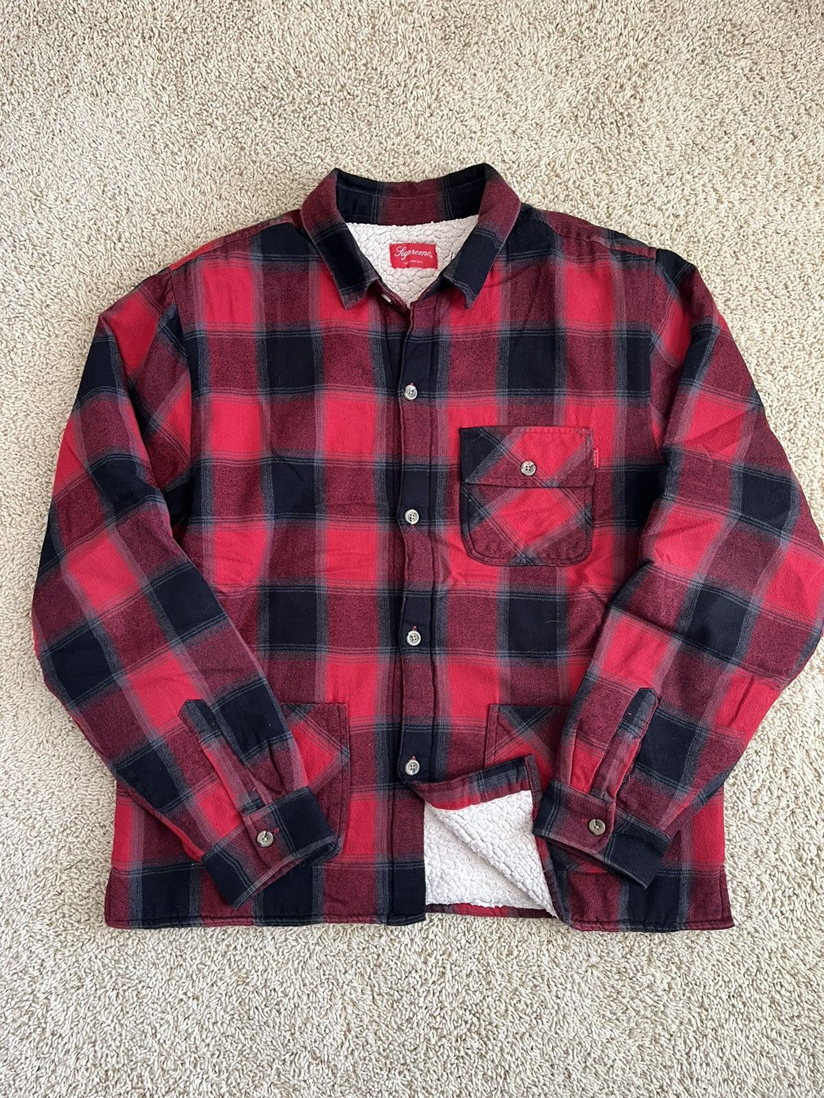 Supreme Supreme sherpa Buffalo plaid flannel | Grailed