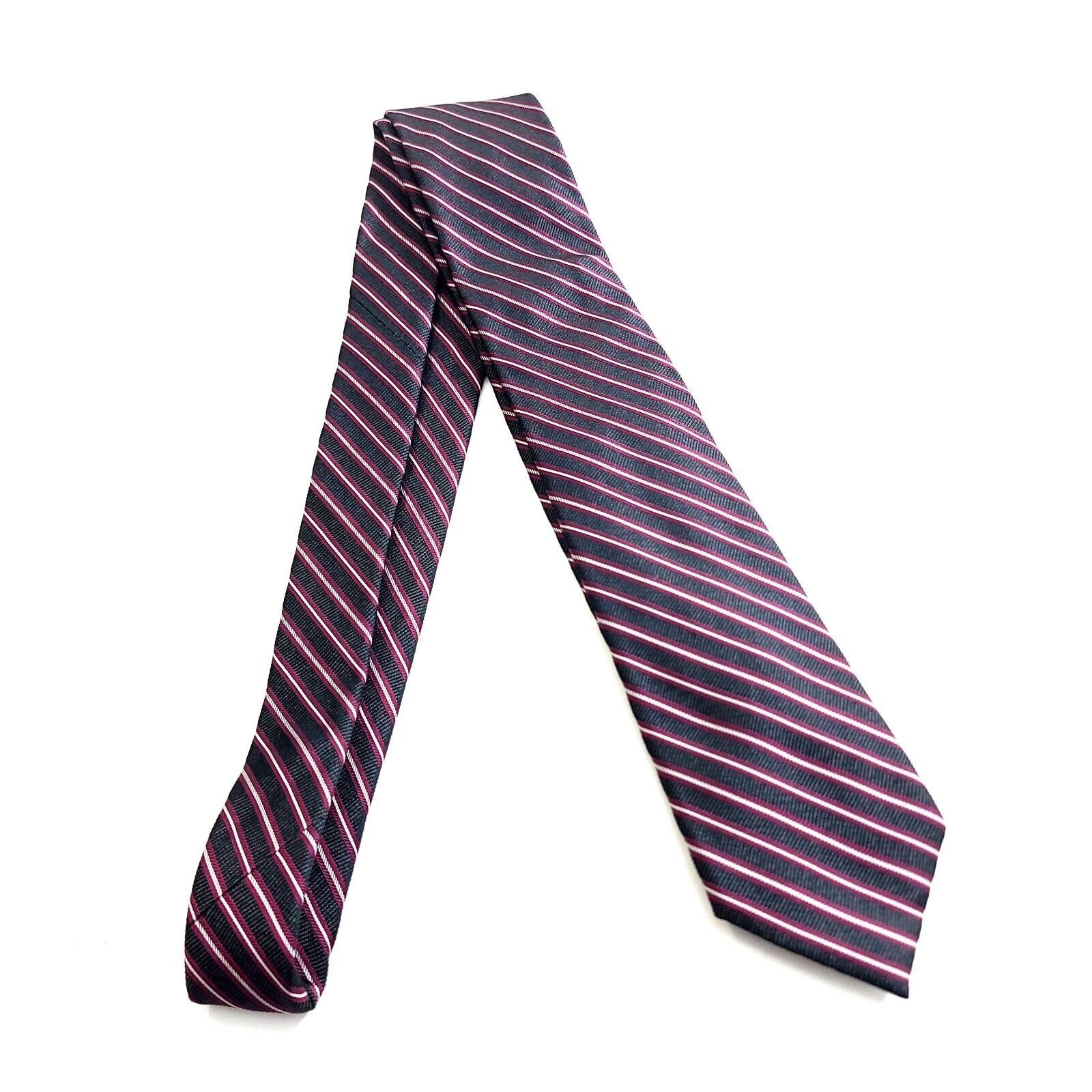 Calvin Klein Calvin Klein Gray Red Striped Woven Skinny Silk Tie Size ONE SIZE - 6 Thumbnail